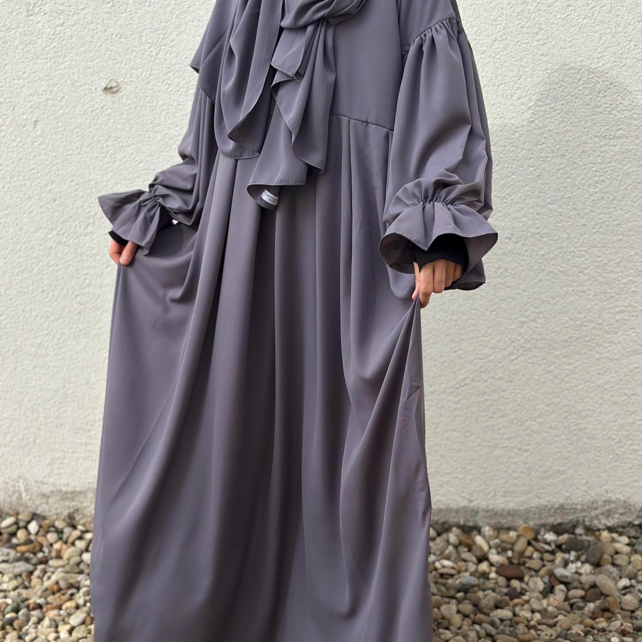 Abaya Set Hijab Khimar | Jilbab Ruffle Sleeve Wide Skirt | Lightweight Breathable Summer | Ramadhan Eid Nikah Birthday Gift | ANIQAH ABAYA - image 3