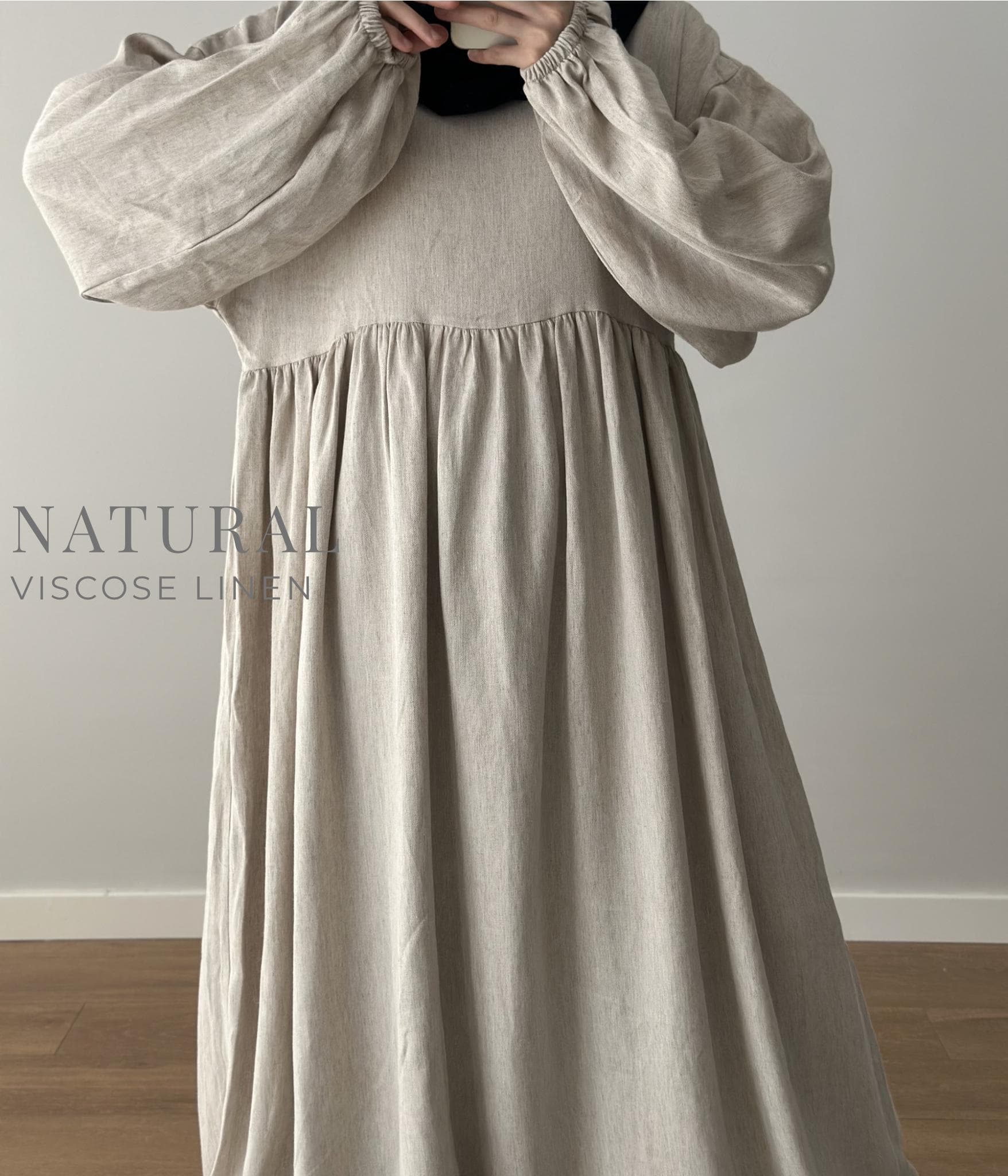 Abaya 100% Organic Cotton Linen Prayer Dress Abaya - Summer soft breathable jilbab khimar modest dress - image 5