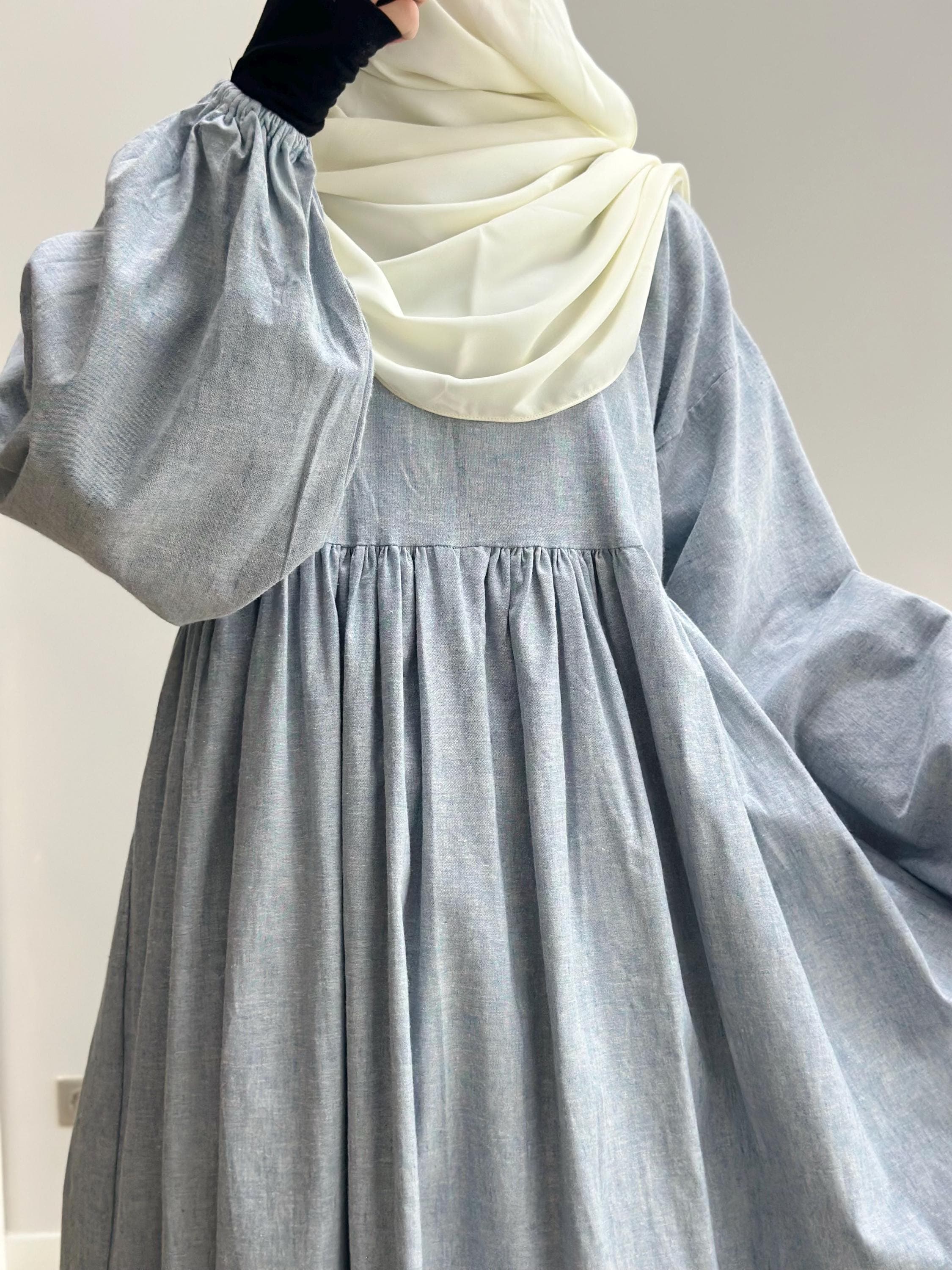 Abaya 100% Organic Cotton Linen Prayer Dress Abaya - Summer soft breathable jilbab khimar modest dress