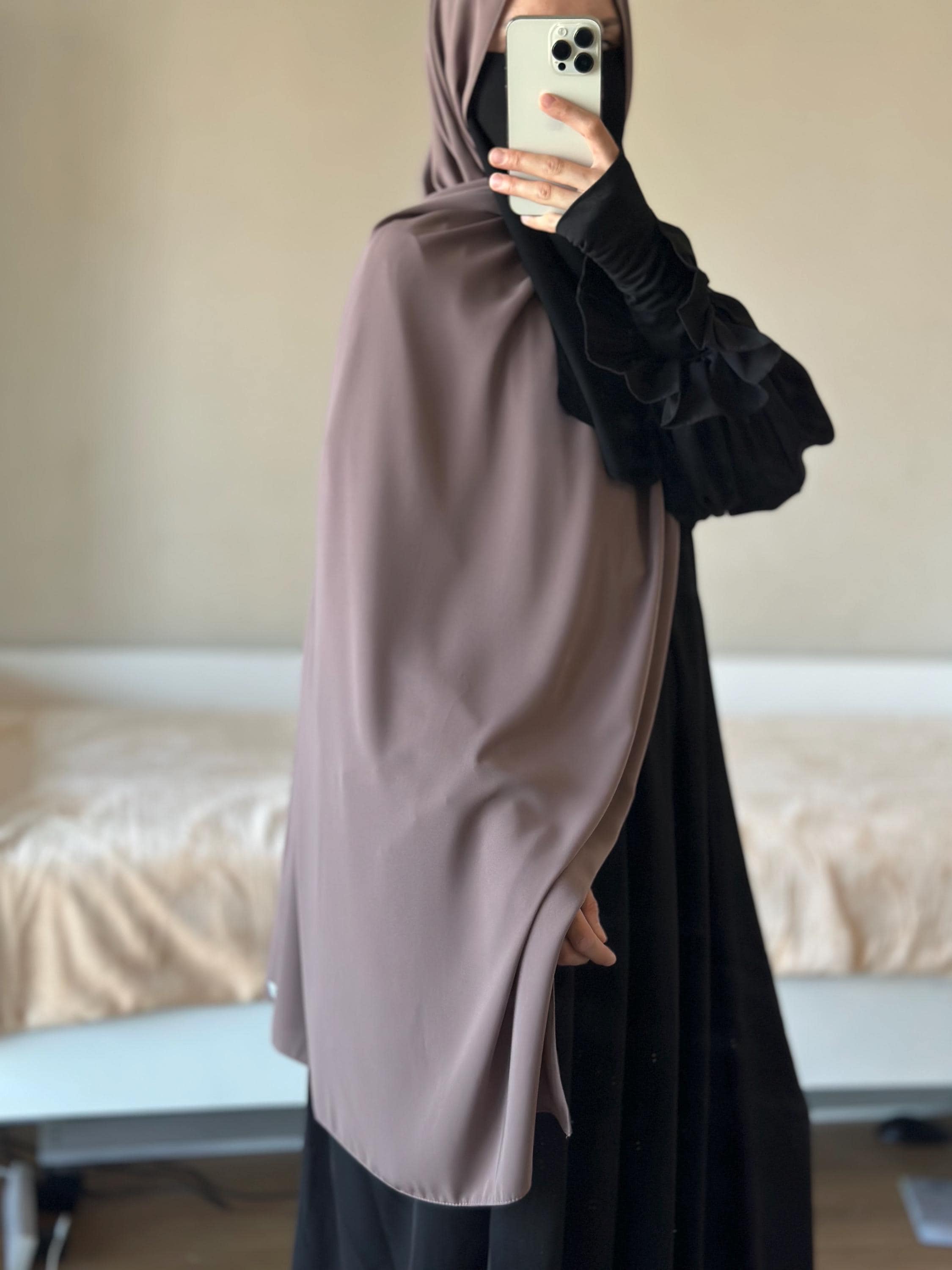Hijab Large Size Niqab Combination | Head Scarf Muslim Coverage | Made from Premium Quality Egyptian Silk
