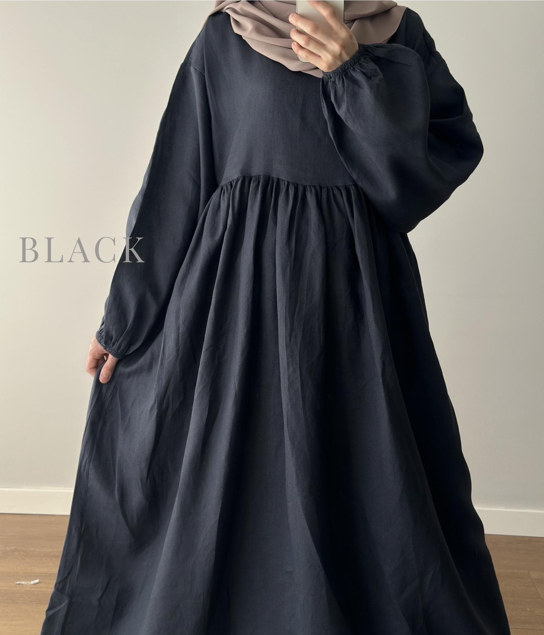 Abaya 100% Organic Linen Abaya Prayer Dress - Summer soft breathable jilbab khimar modest dress - image 3