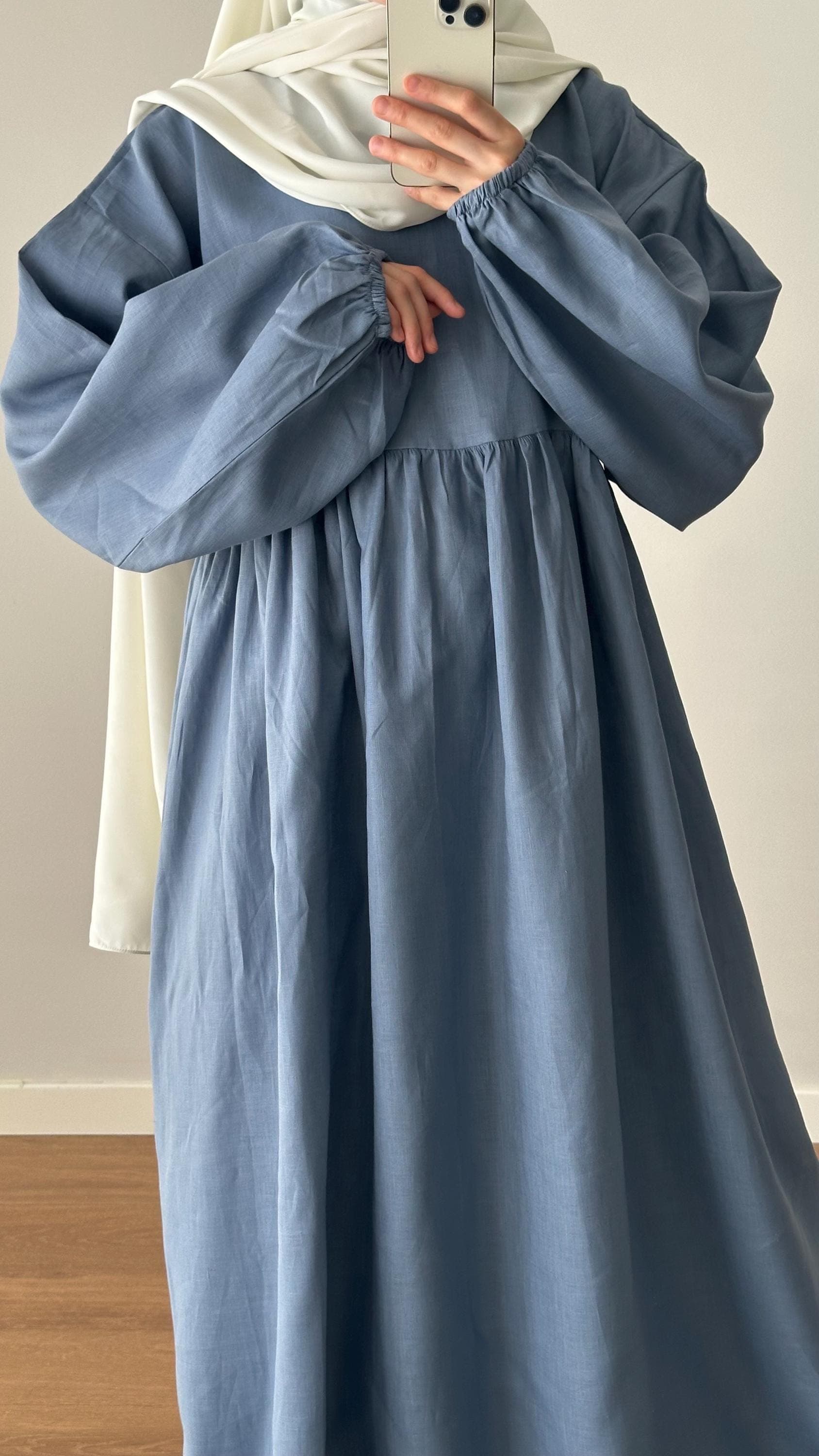 Abaya 100% Organic Linen Abaya Prayer Dress - Summer soft breathable jilbab khimar modest dress