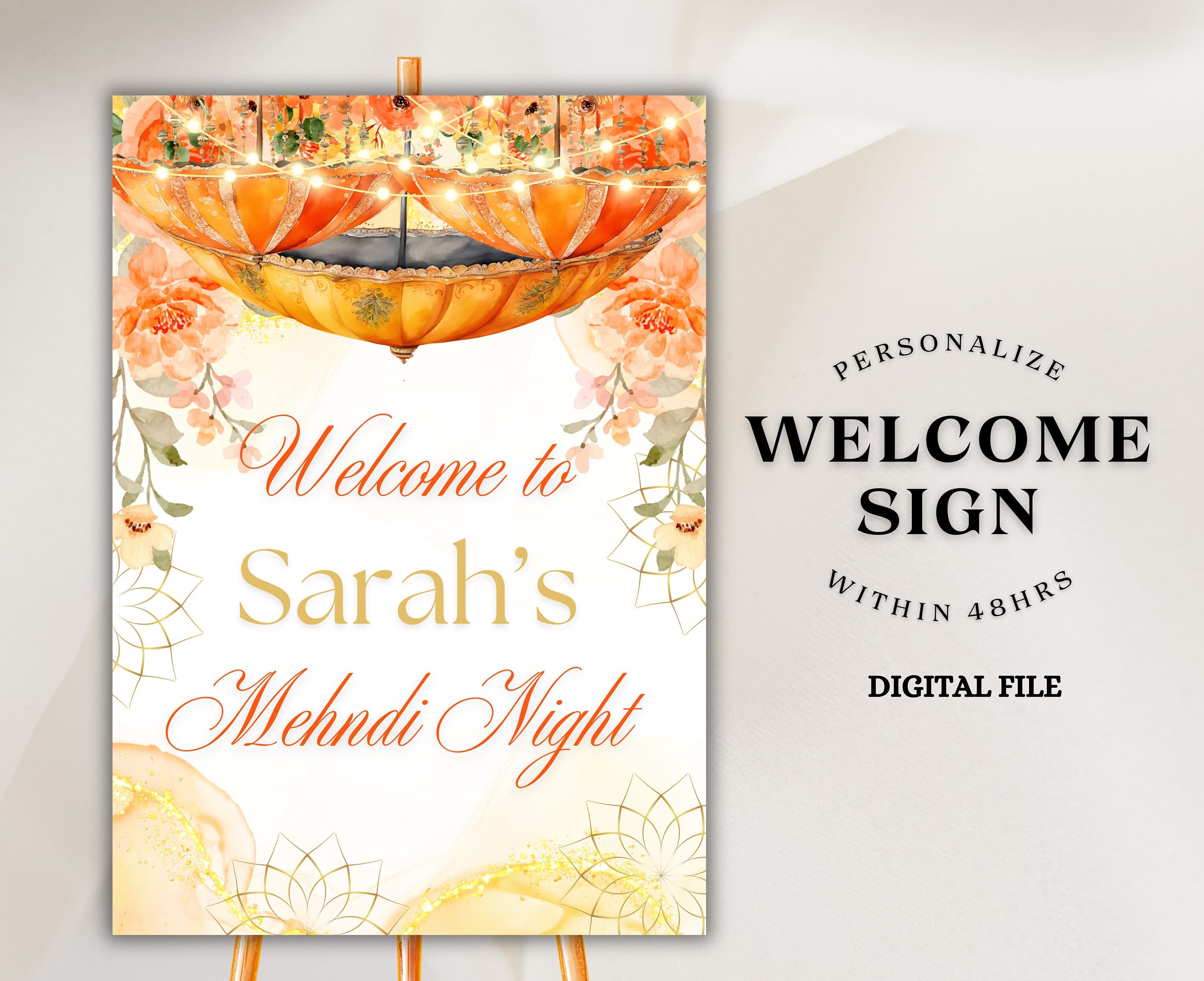 Mendhi Ki Raat Welcome Sign | Mehendi Signboard | Editable and printable | Pithi Mayoun signage | Mehendi | mehndi board, Dholki, Sangeet - image 3
