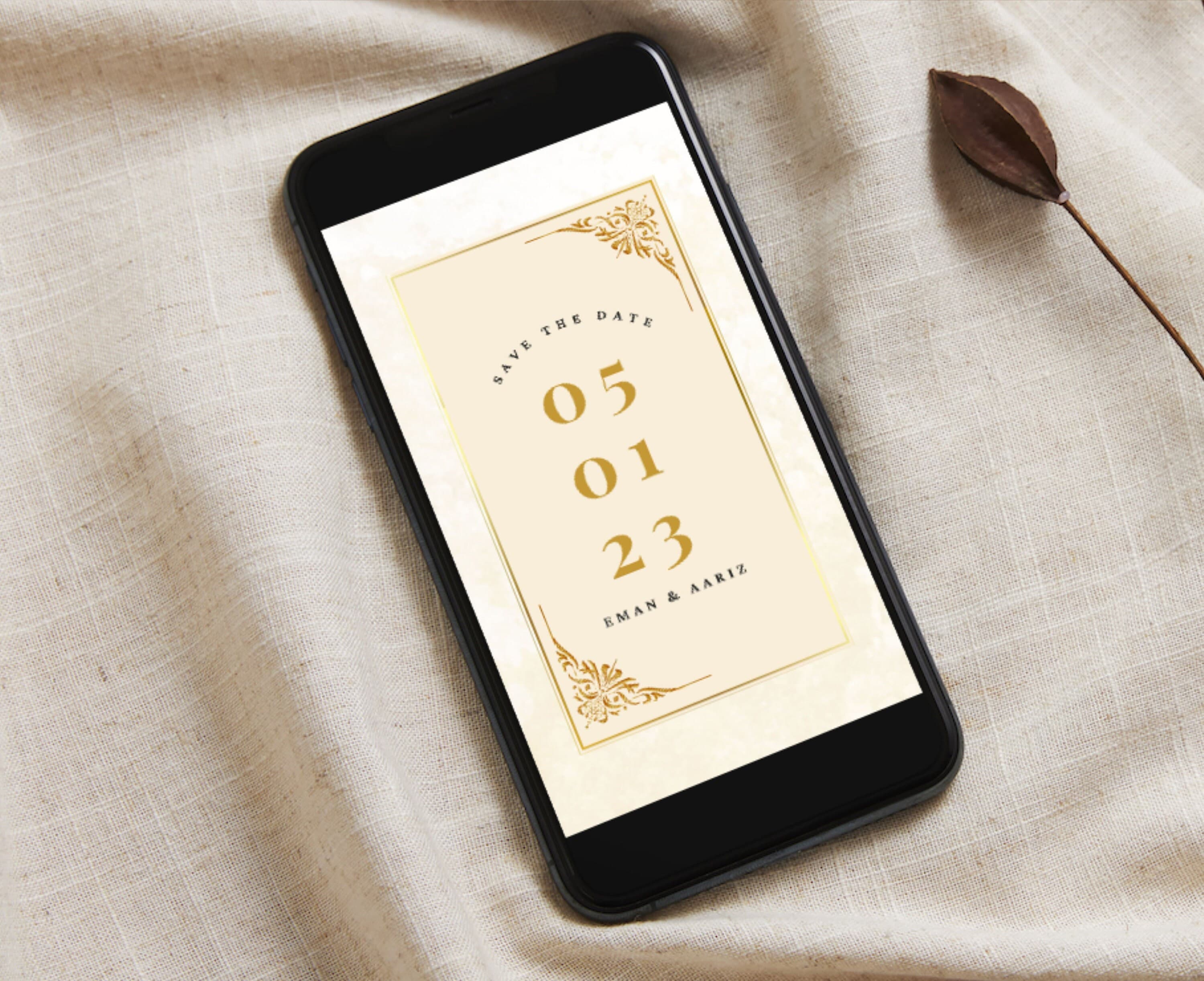 Islamic Gold Muslim Wedding Invite Digital Video Custom Animated Nikah Invite Editable Arab Nikkah Invitation Custom Walima Indian Invite