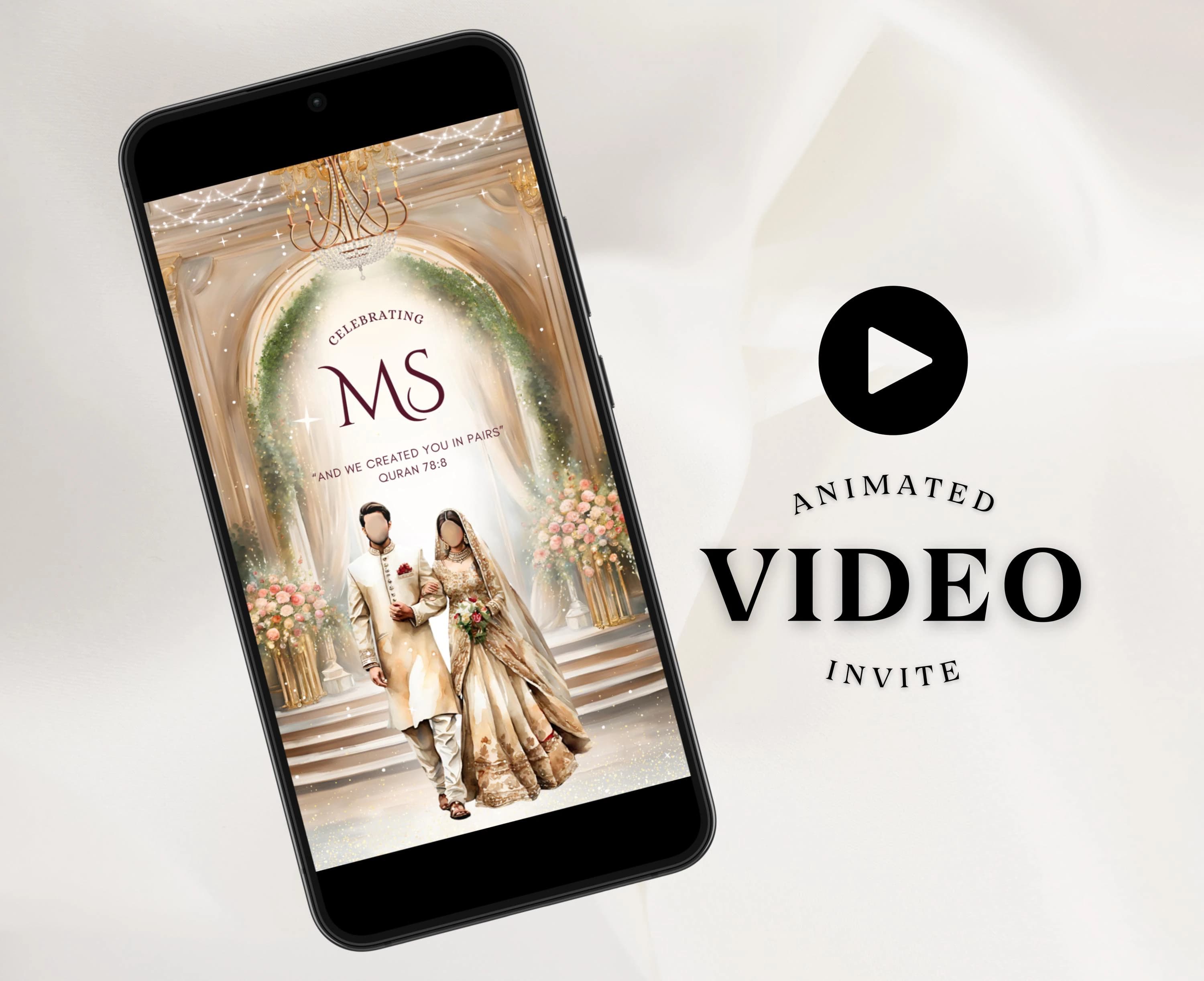 Muslim Wedding Invitation Digital Nikkah Invitation Illustration Video Islamic Wedding Invitation Pakistani Invitation Indian Invitation