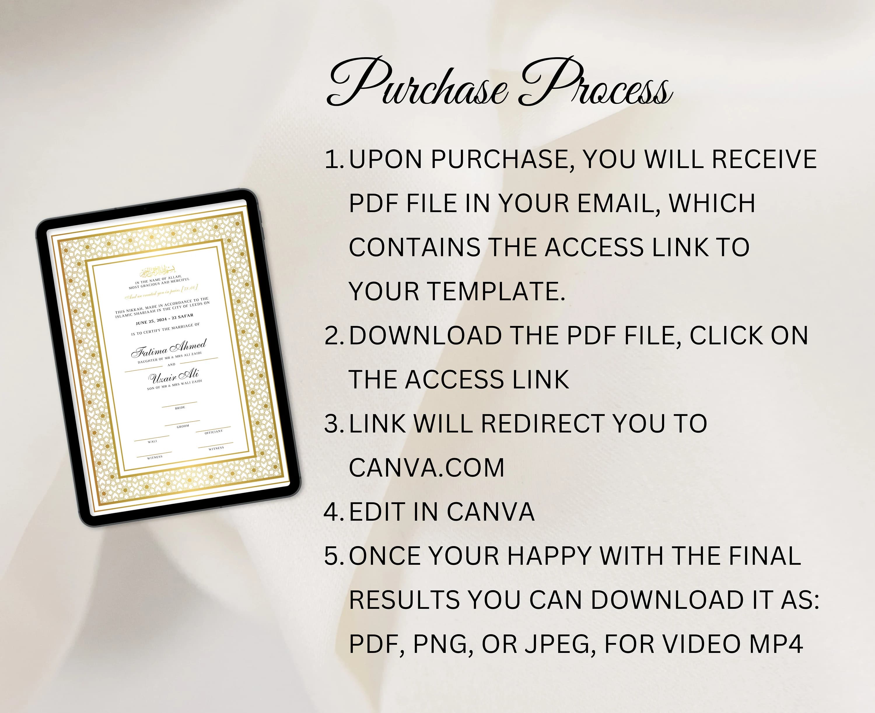 Luxury Nikkah Certificate Islamic Wedding Contract Nikkahnama Muslim Marriage Certificate Digital Muslim Wedding Contract Nikahnama - image 5