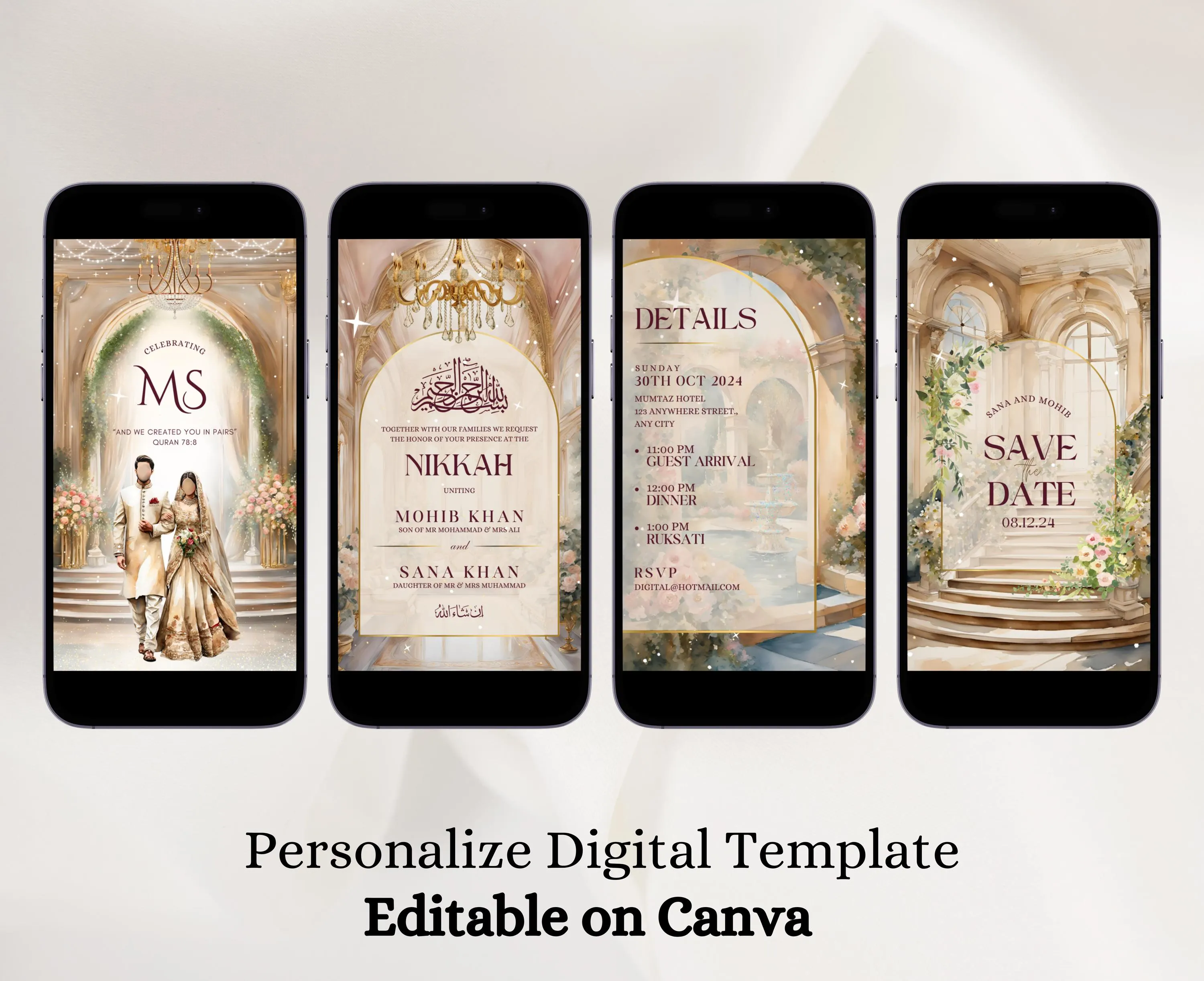 Muslim Wedding Invitation Digital Nikkah Invitation Illustration Video Islamic Wedding Invitation Pakistani Invitation Indian Invitation