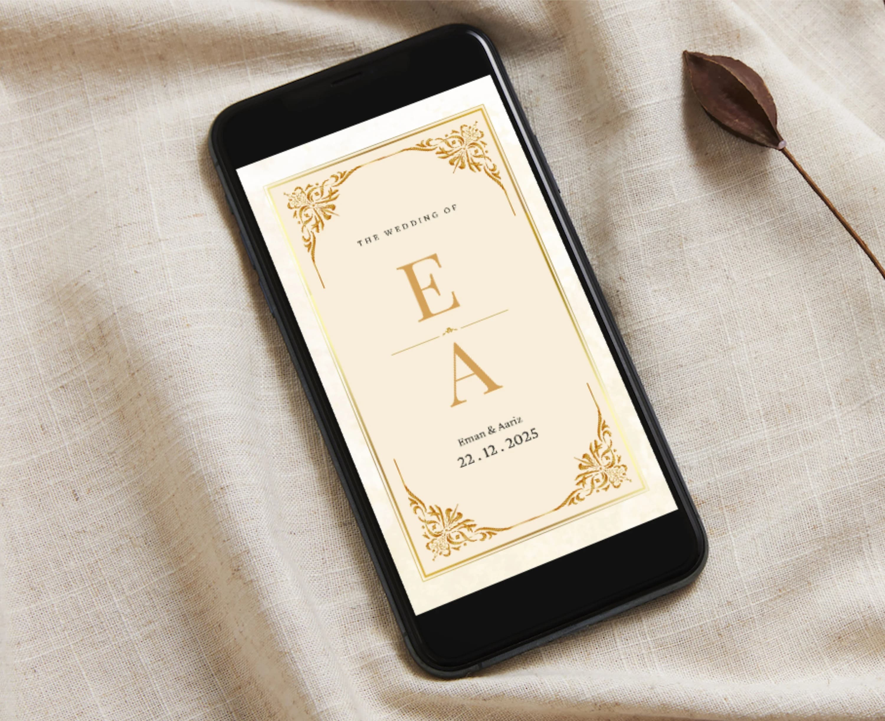 Islamic Gold Muslim Wedding Invite Digital Video Custom Animated Nikah Invite Editable Arab Nikkah Invitation Custom Walima Indian Invite