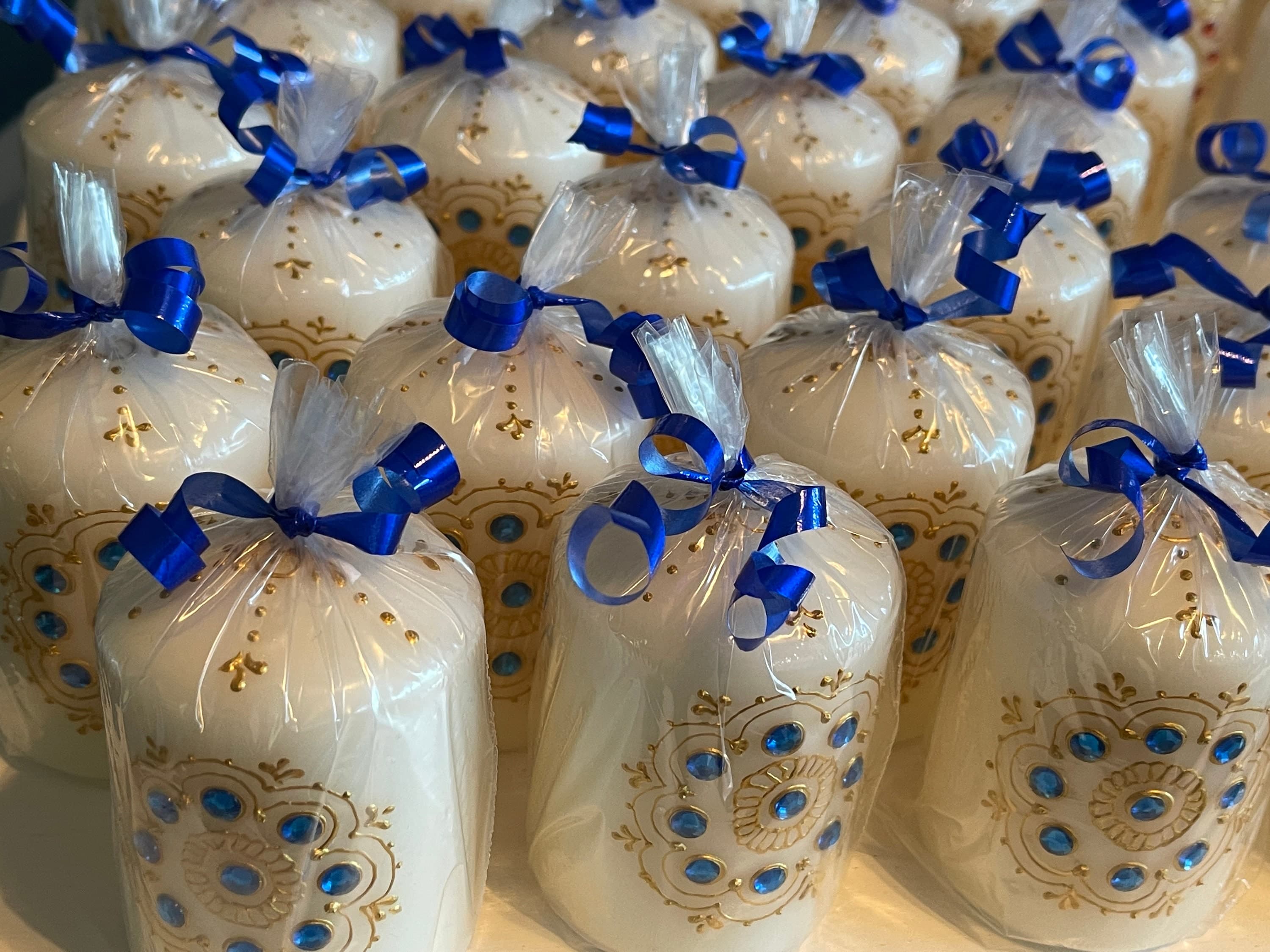 Diwali Candles/ Mehndi Return Gifts/Personalized Hand-Painted Henna Candles: Rhinestone Wedding Favors - image 4
