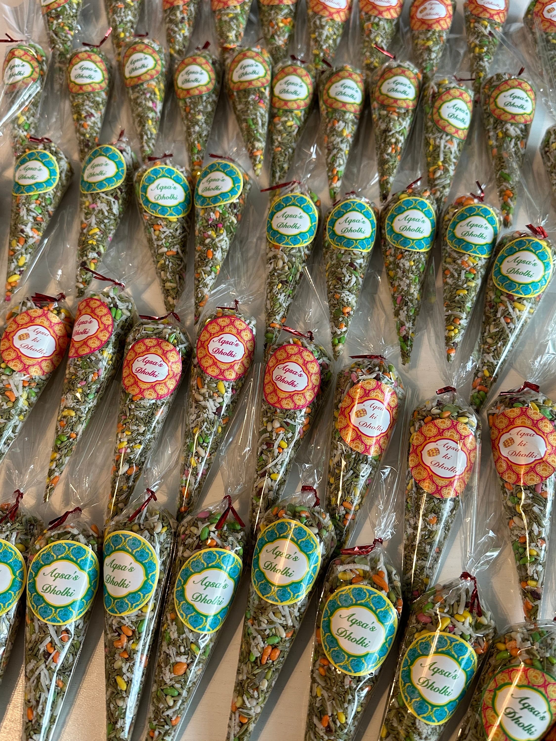 Customizable Sonf Cone Wedding Favors/ Mehndi/Dholki Stickers - image 5