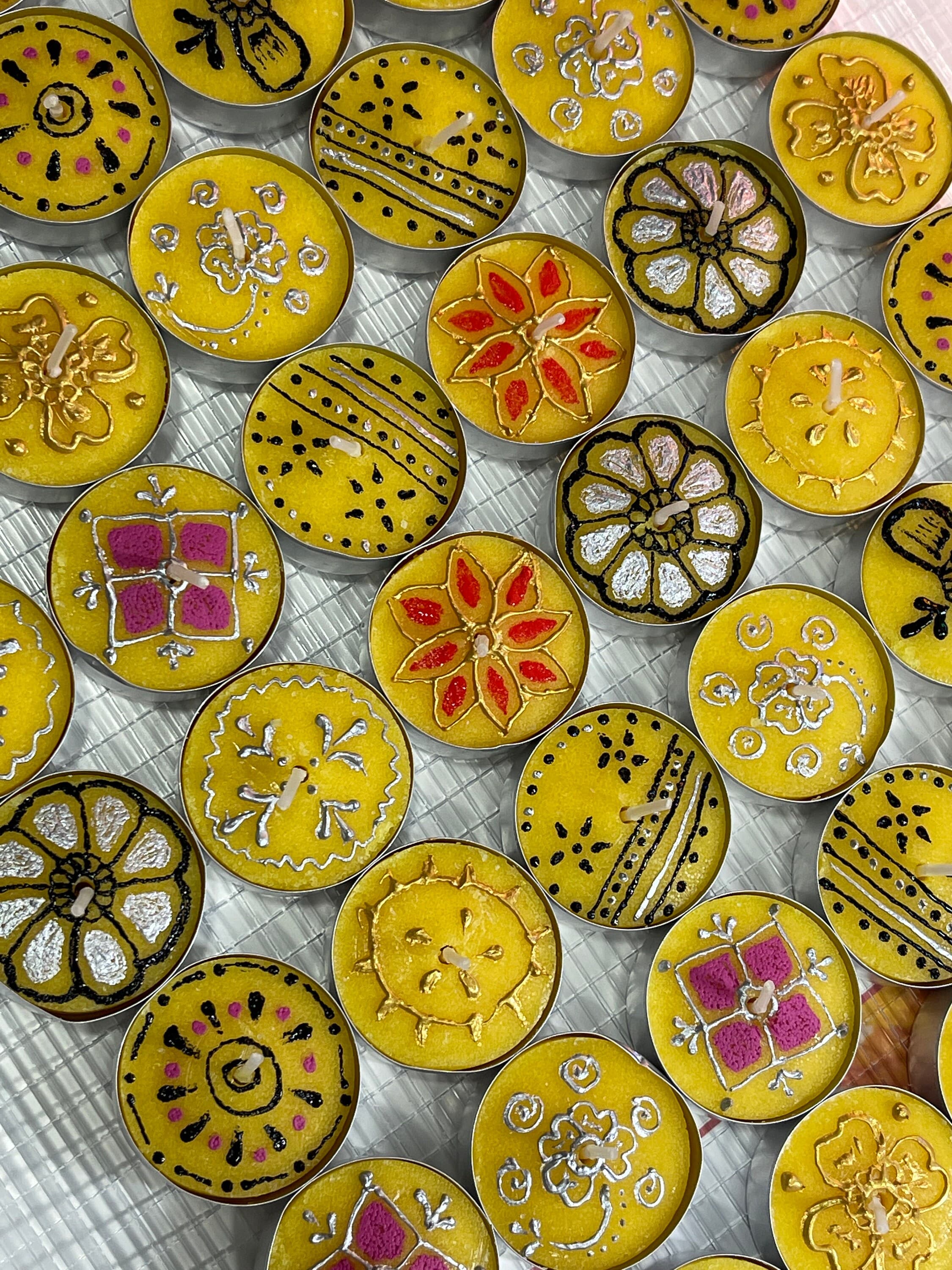 Henna Designed Diwali/Wedding/party Tea Light Candles