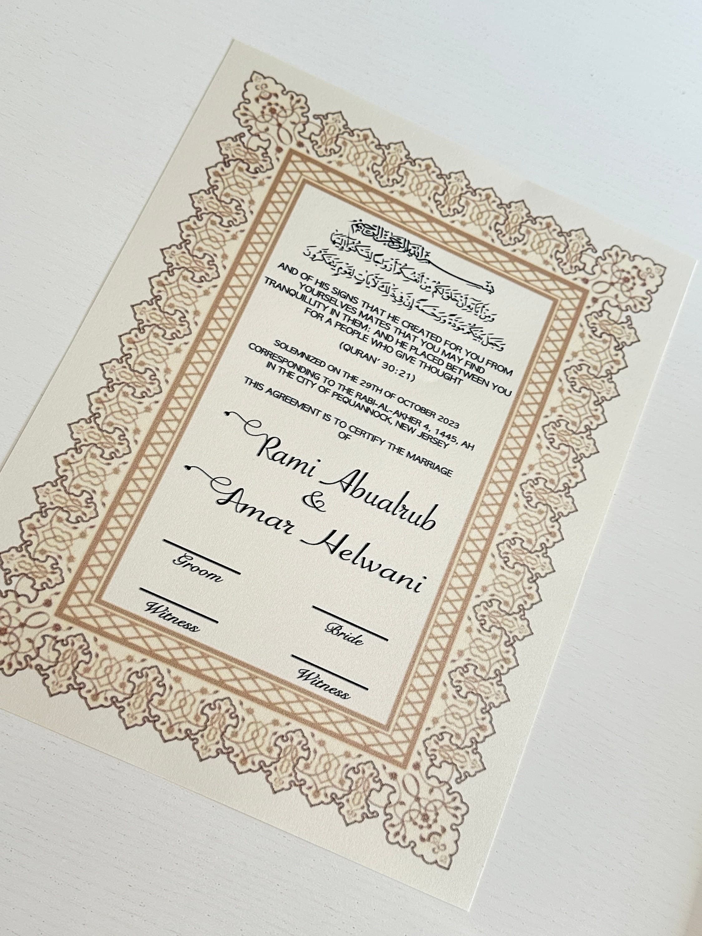 Luxury Nikkah Certificate with folder and Decorative Ostrich Feather Pen. - image 5