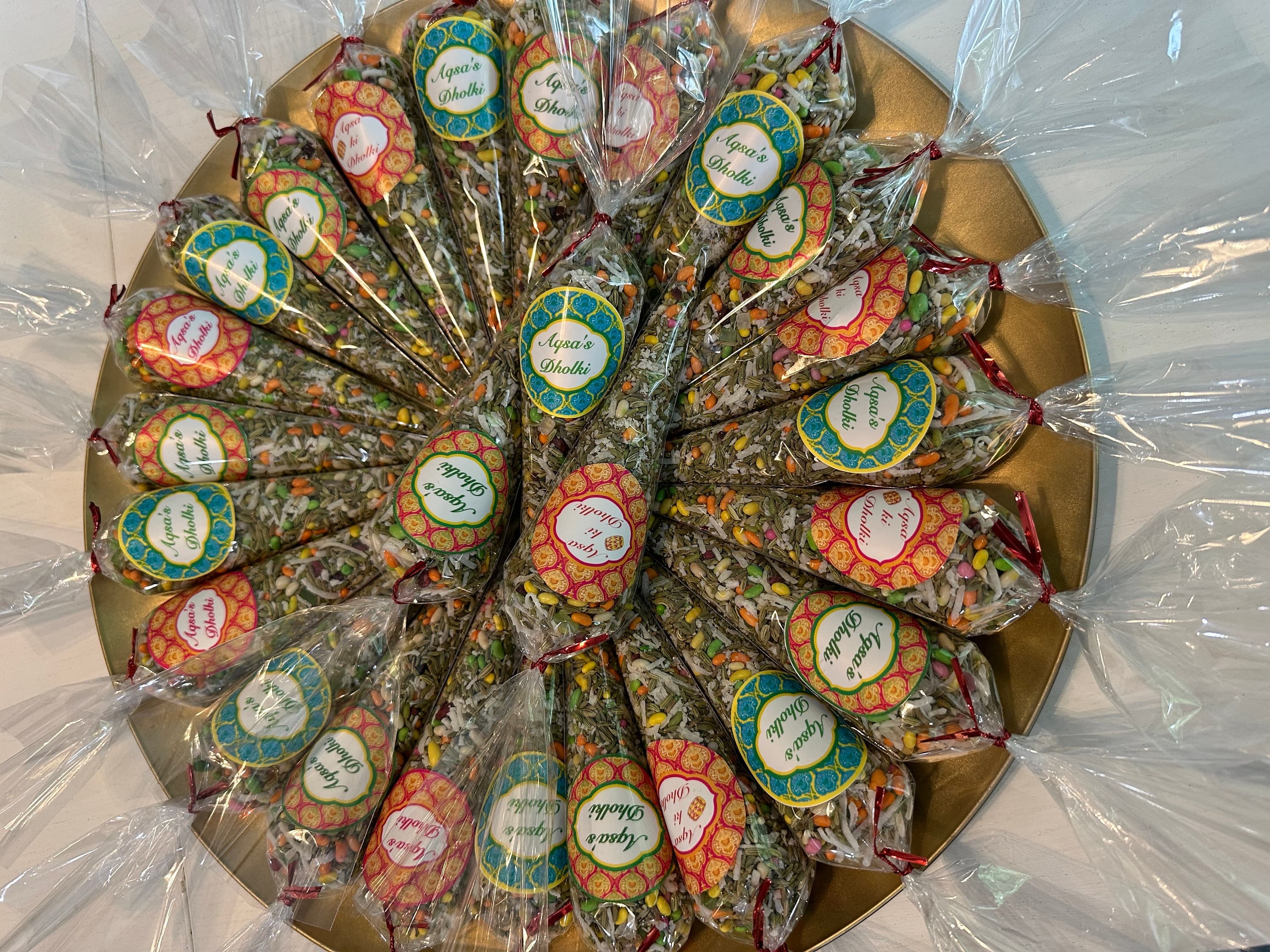Customizable Sonf Cone Wedding Favors/ Mehndi/Dholki Stickers - image 3