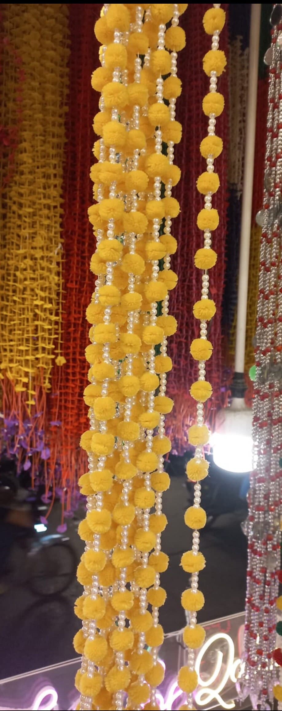 Wedding Lari/Ball Garlands with beads, Mehndi Backdrop, Party Décor,