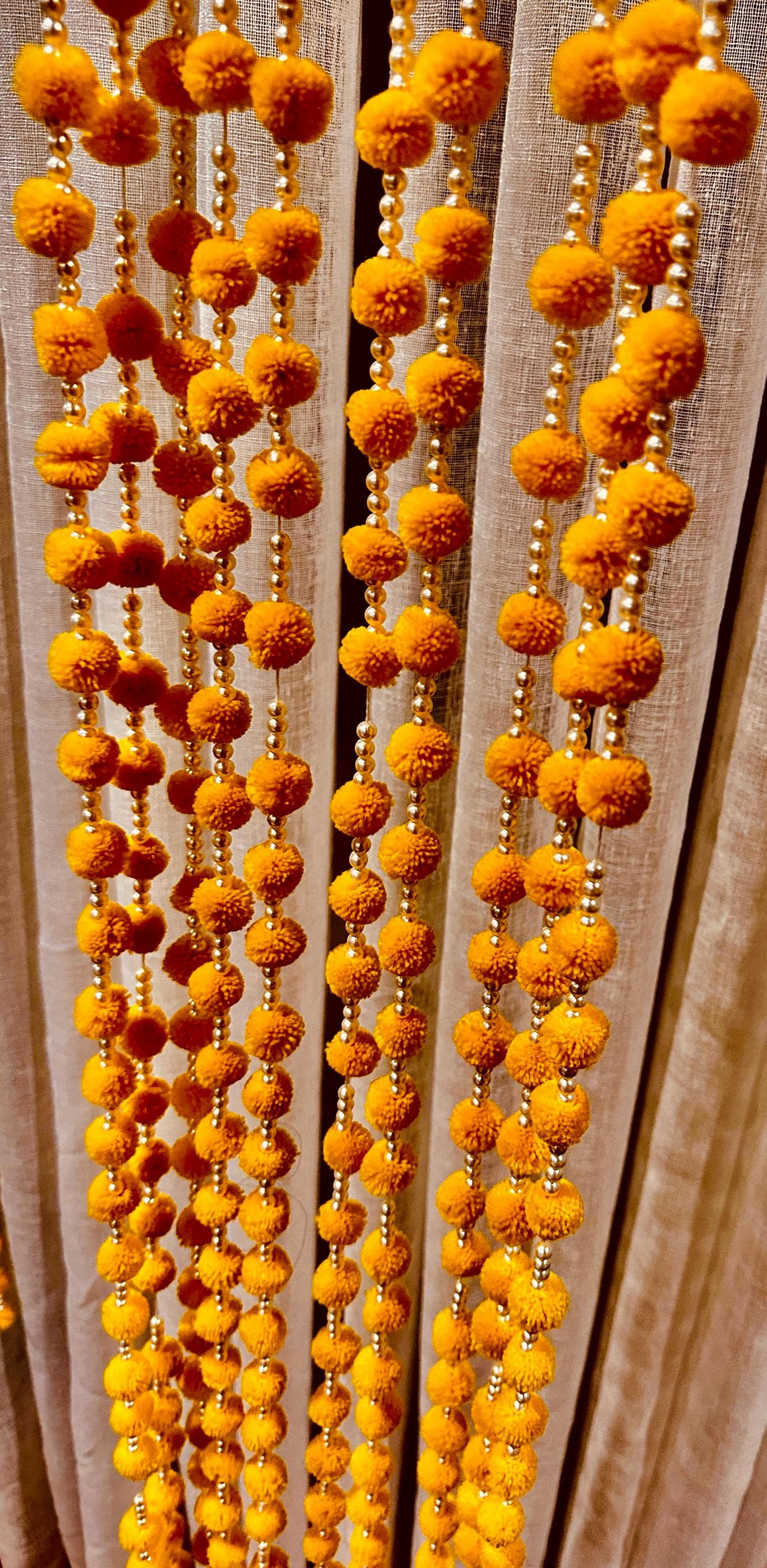 Wedding Lari/Ball Garlands with beads, Mehndi Backdrop, Party Décor, - image 5
