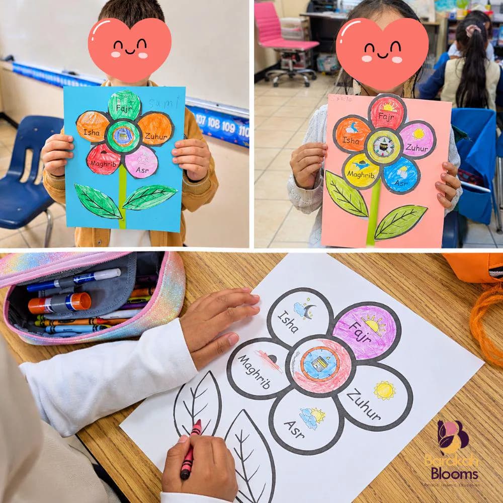5 Daily Prayers Craft Printable, Islamic Paper Plate Activity for Muslim Kids - image 2