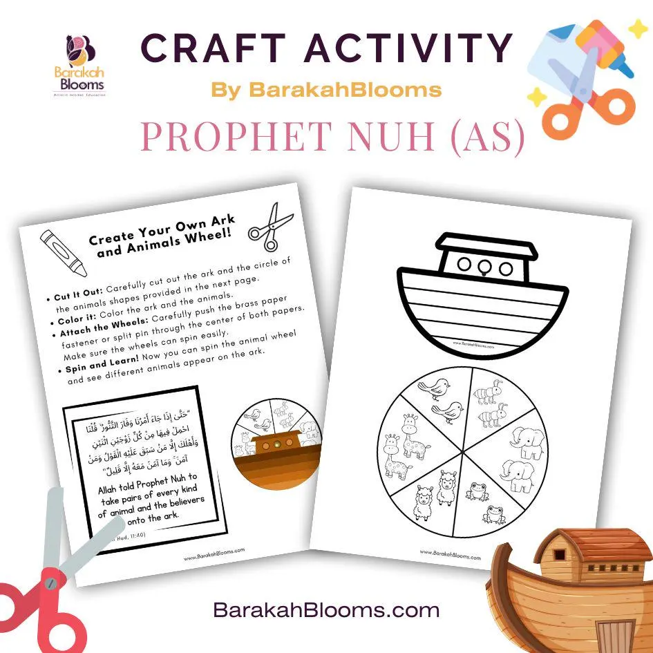 Prophet Nuh Ark Animals Wheel Craft, Islamic Kids Activity (Digital Download)