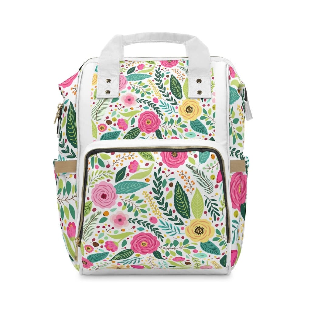 Floral Print Nylon Diaper Backpack: Multi-Functional Travel Bag - image 4