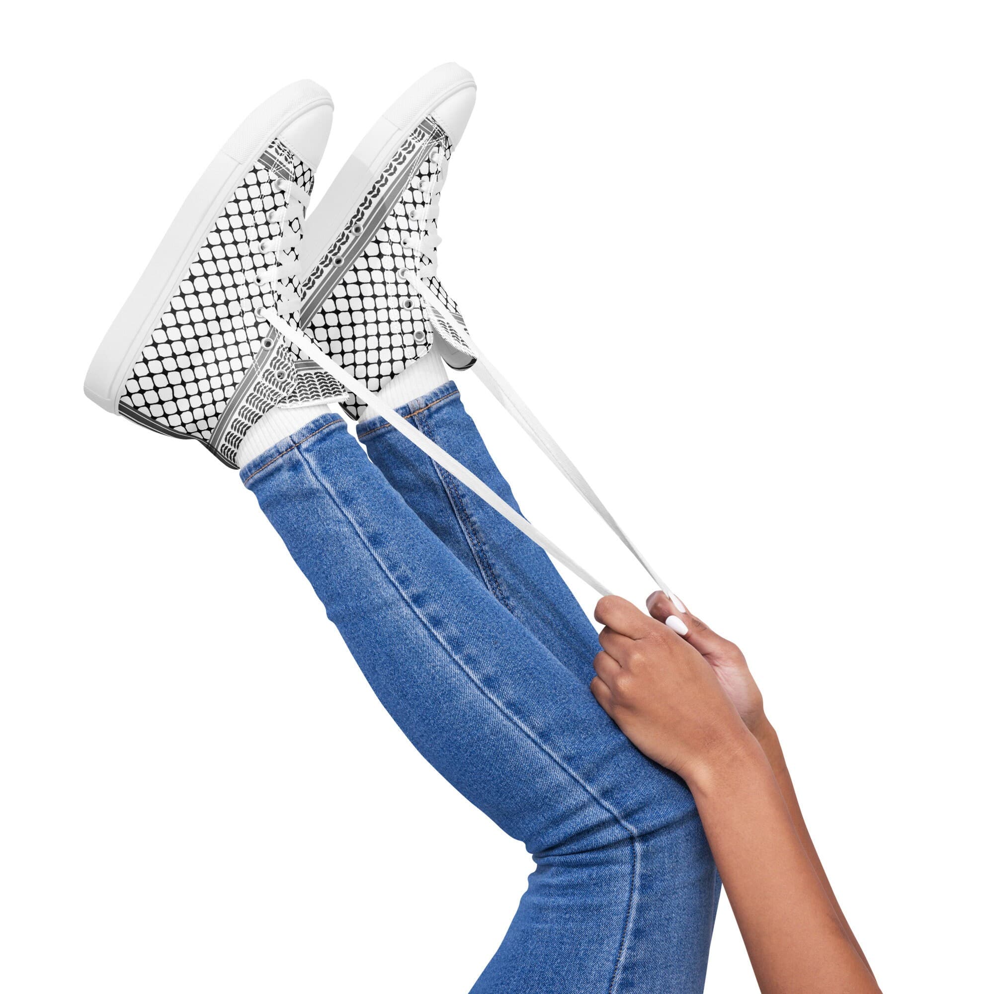 Printed Palestinian Keffiyeh Women’s high top canvas shoes
