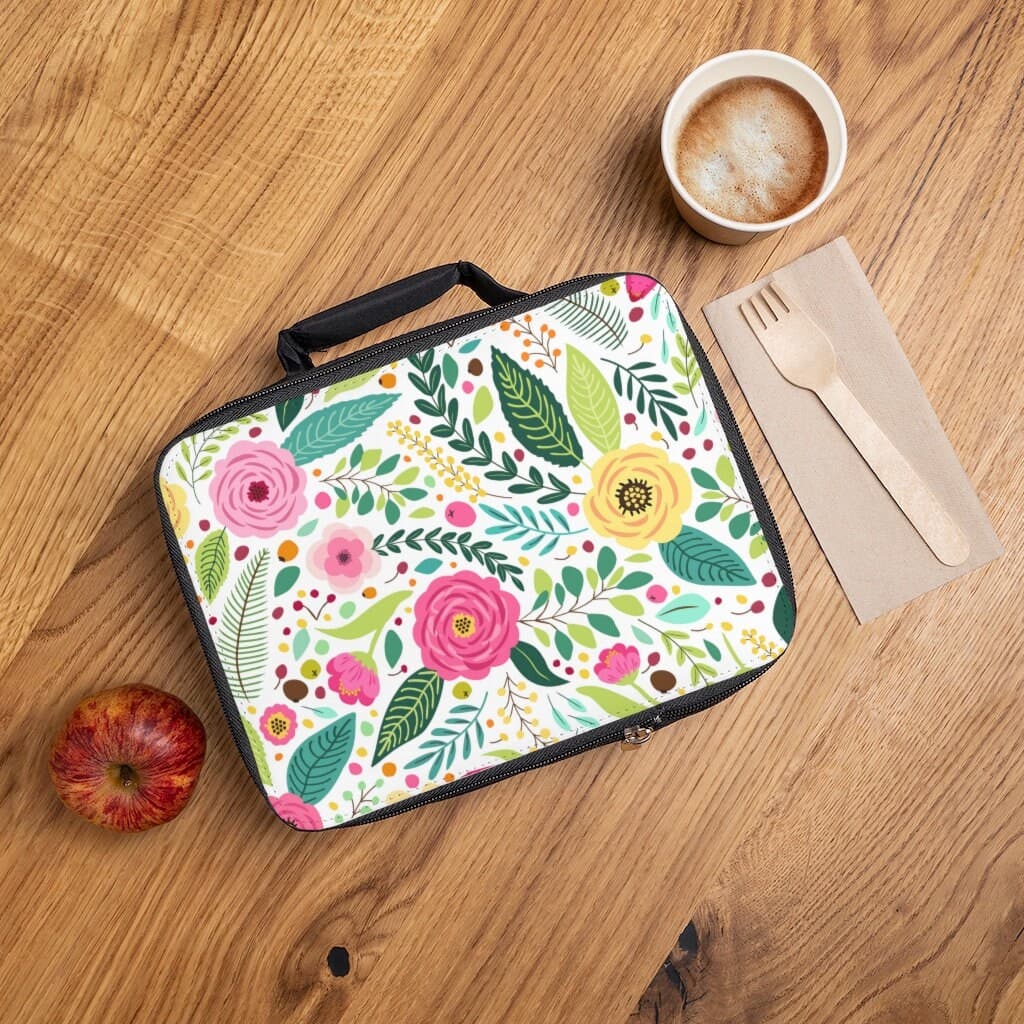 Floral Insulated Lunch Bag, Personalized Lunchbox, Back to School