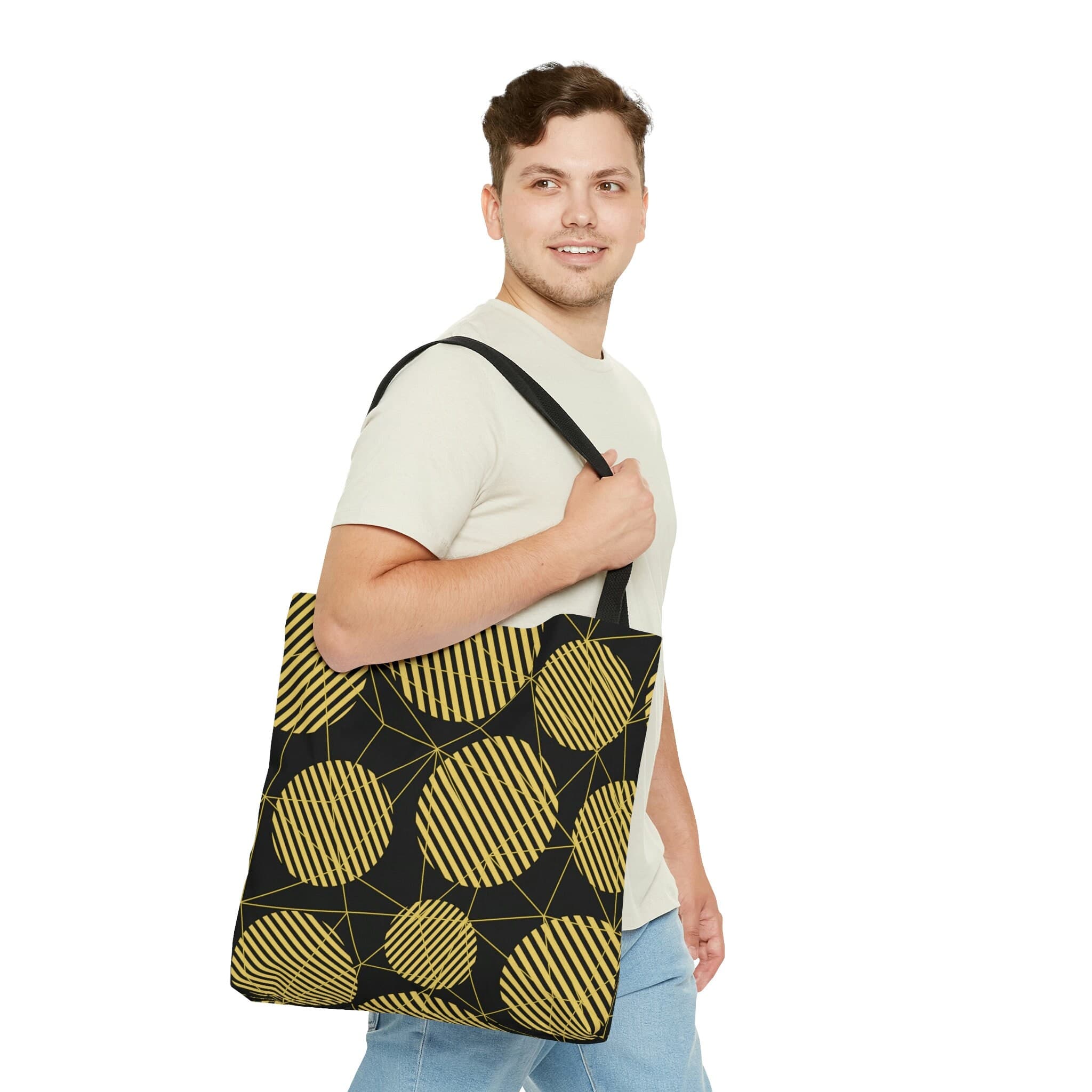 Personalized Mum Tote Bag: Geometric Print, Black Cotton Handles - image 5
