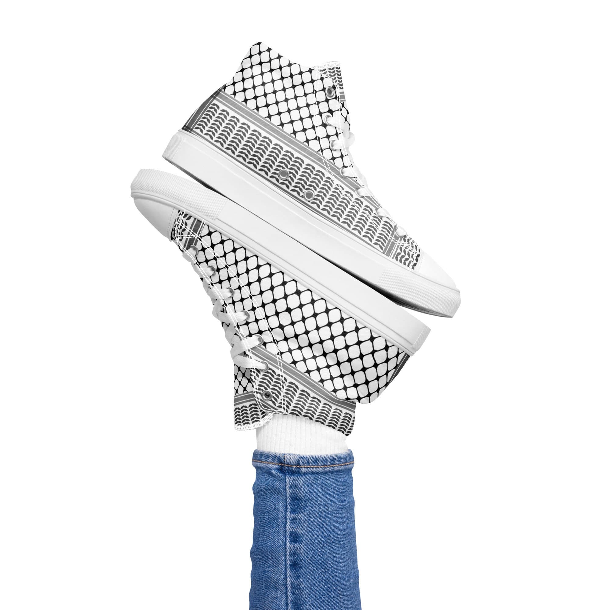 Printed Palestinian Keffiyeh Women’s high top canvas shoes