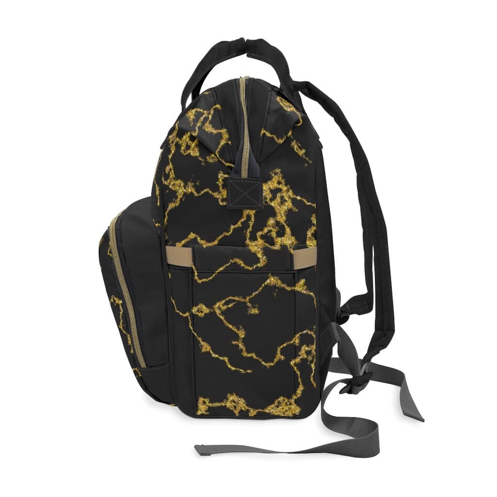 Marble Print Nylon Diaper Backpack: Multi-Pocket Travel Bag - image 5
