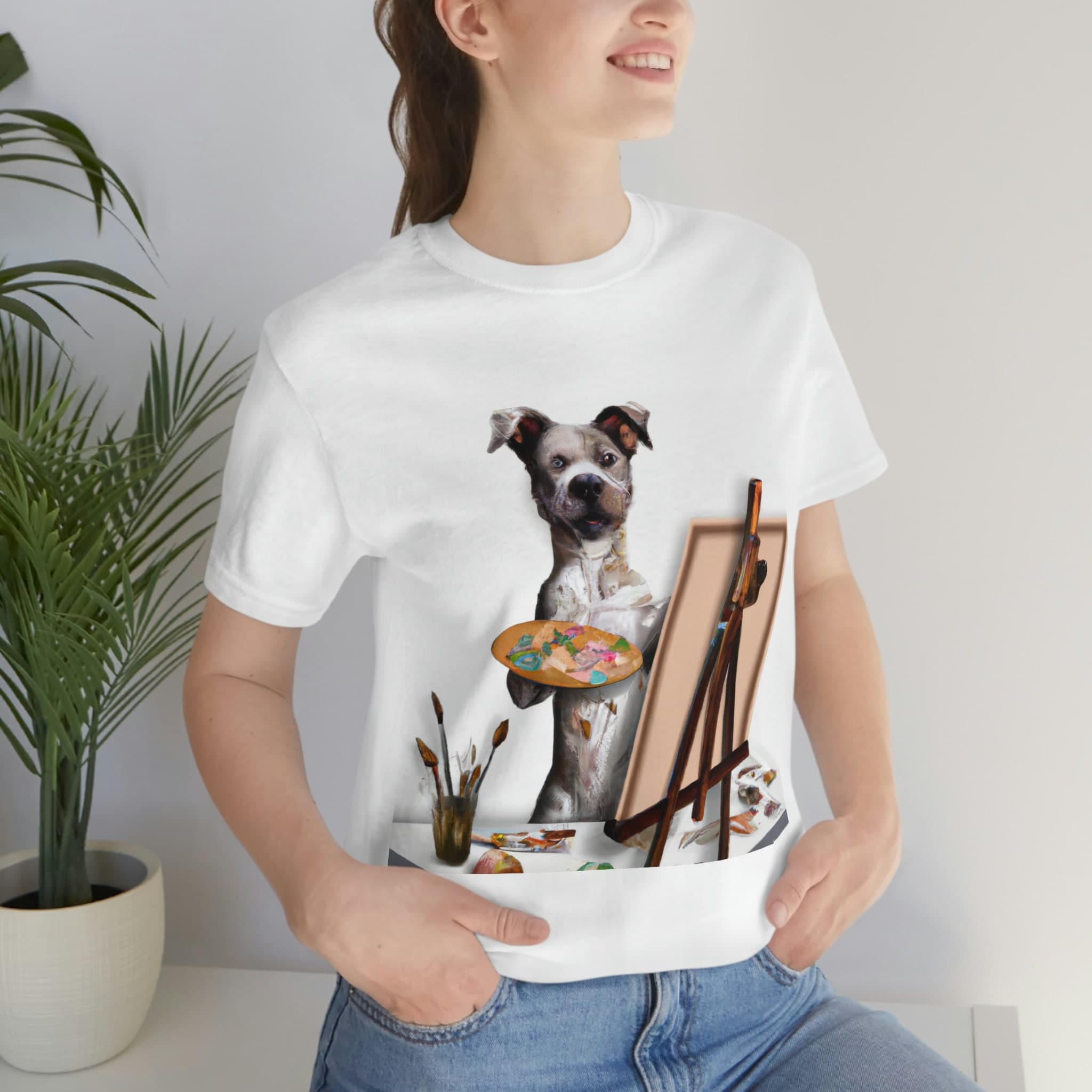 Art Teacher Dog Mom T-Shirt: Artist Dog Lover Gift