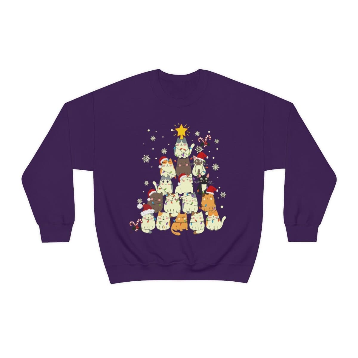 Feliz Navidad Cat Christmas Tree Sweatshirt - Unisex Holiday Jumper - image 3