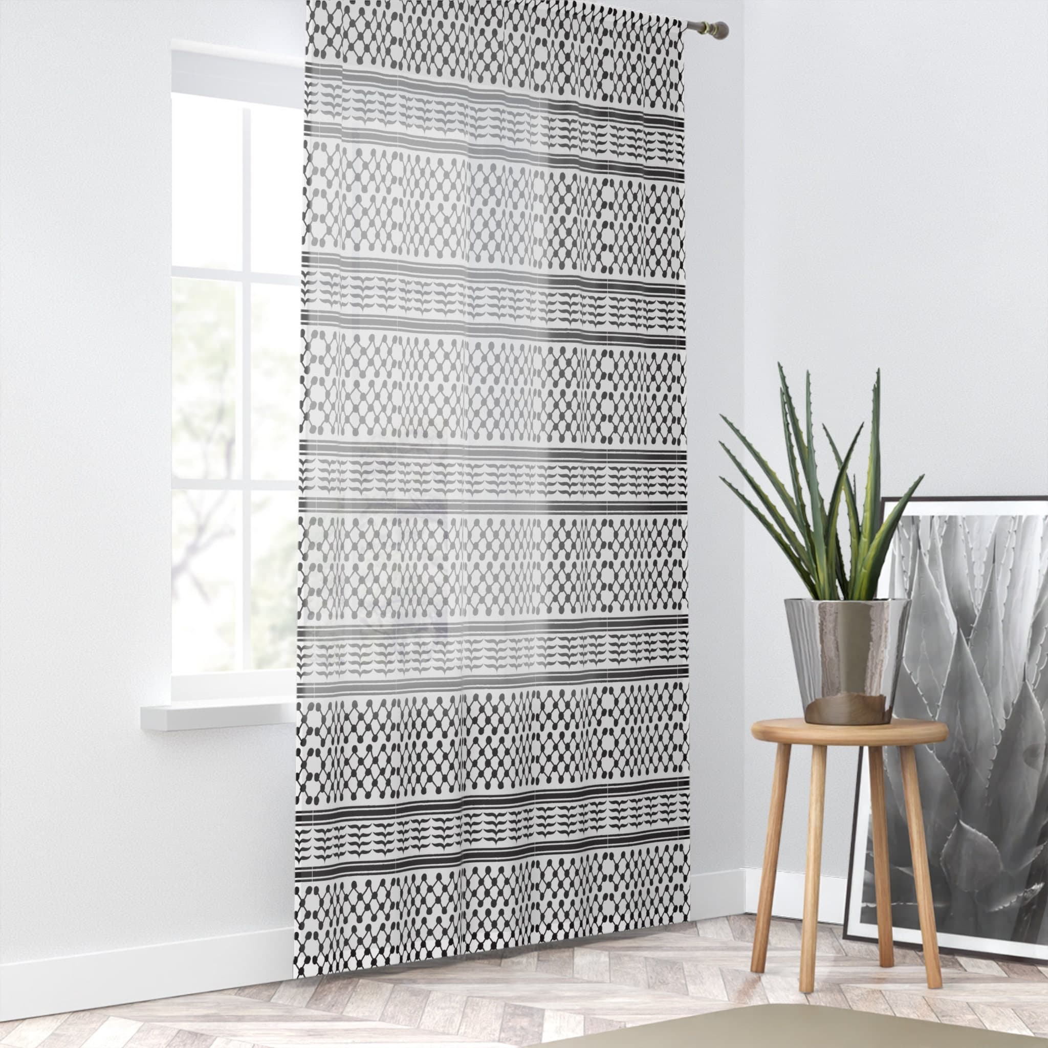 Palestine Kufiyah Window Curtain: Henna Backdrop, Full Print (50" x 84") - image 4