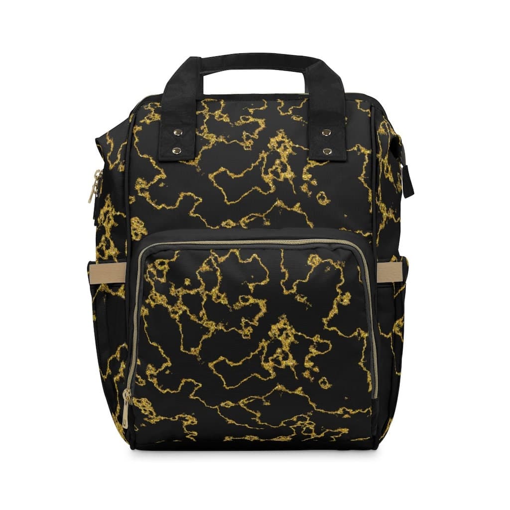 Marble Print Nylon Diaper Backpack: Multi-Pocket Travel Bag - image 3