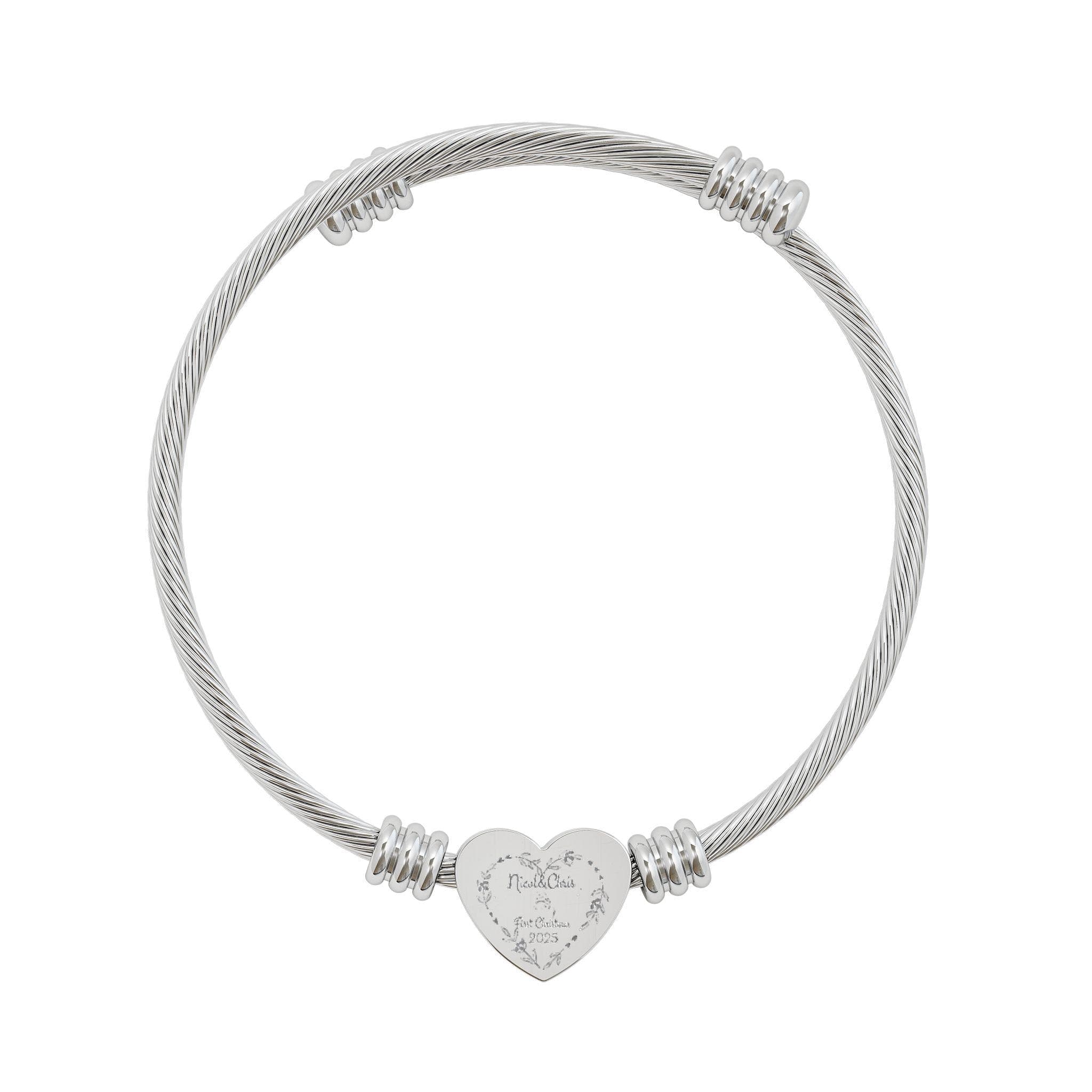 Personalized Heart Cuff Bracelet: Engraved Stainless Steel Jewelry Gift - image 3