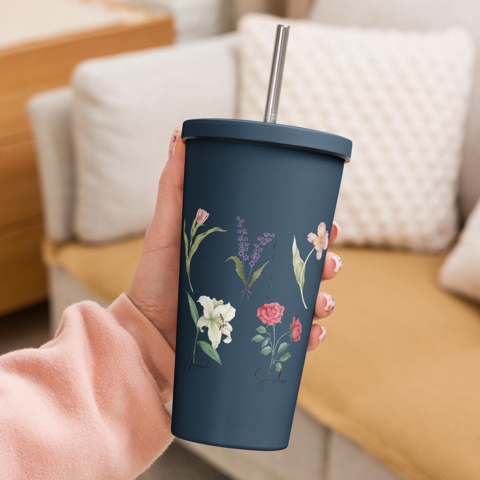 Personalized Insulated Tumbler with Straw – Custom Name Travel Cup, Iced Coffee Cup, Gift for Her & Him