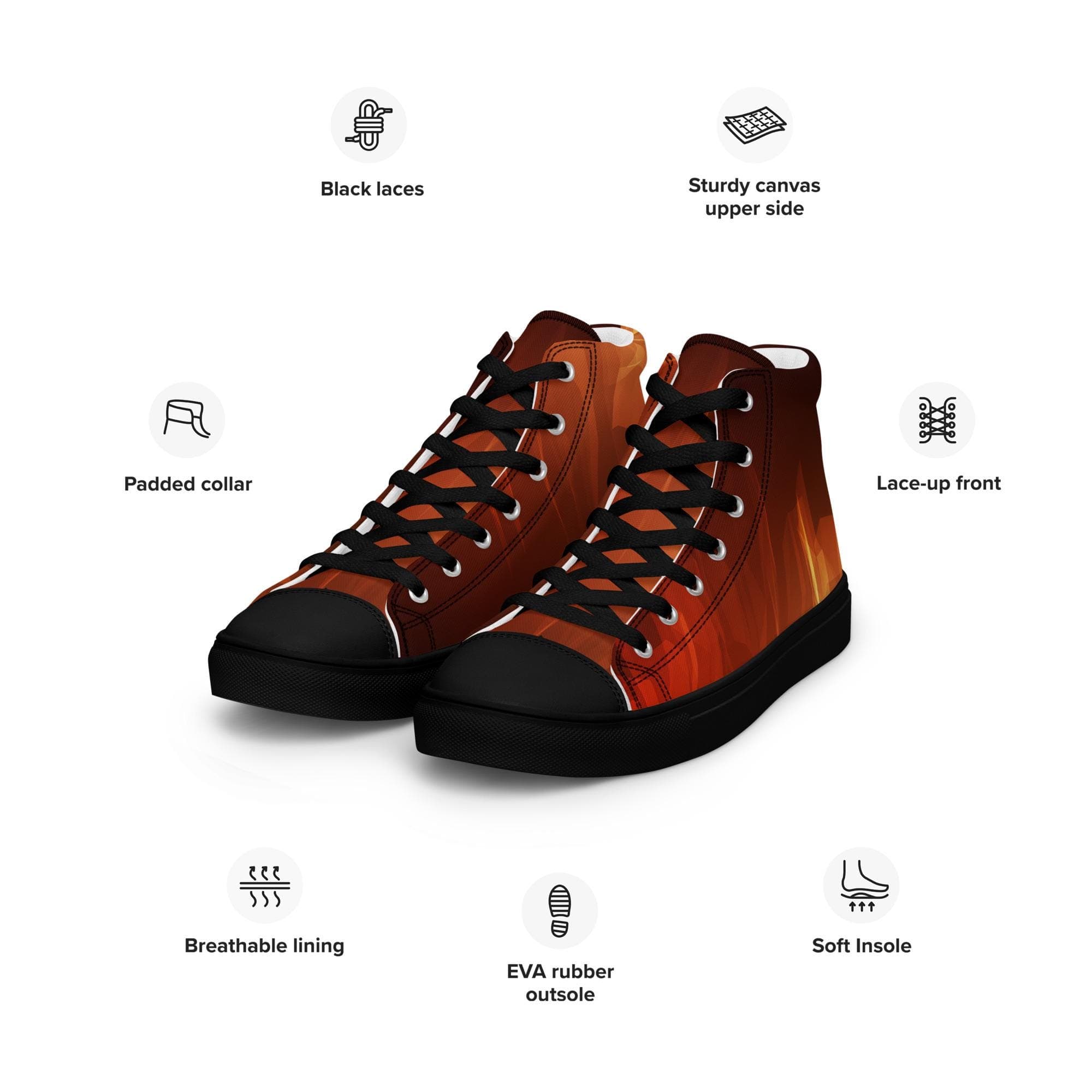 Men’s High Top Canvas Shoes – Abstract Futuristic Mesh Design, Geometric Lines & Polygons