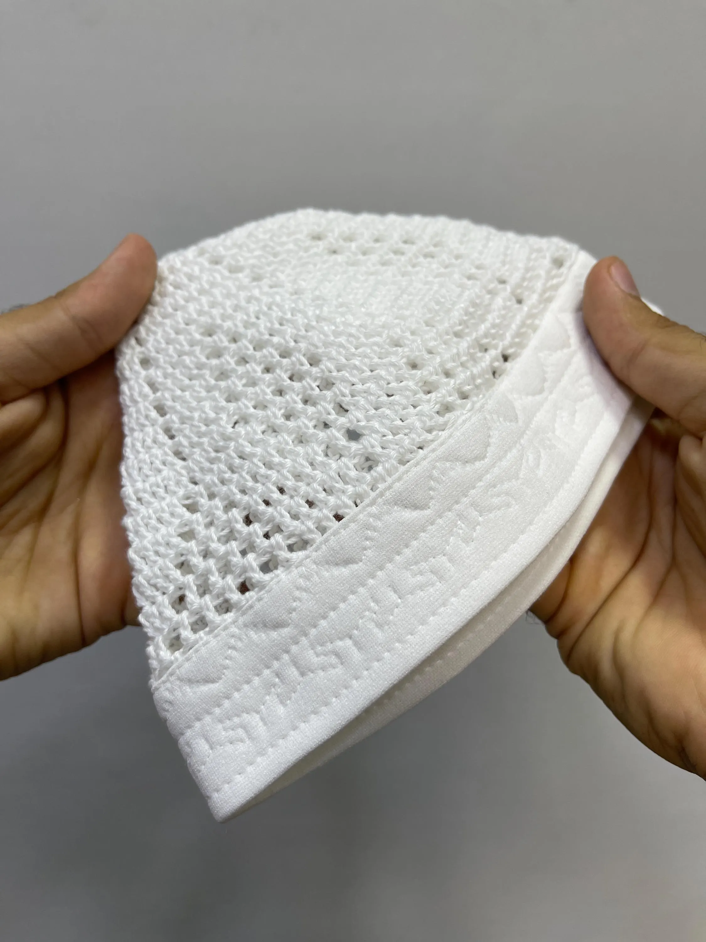 HAND WHİTE EGYPT Kufi Premium Quality Soft Kufi With Border Knit Judi/Kufi Hat Muslim Men - Islamic Gift for Him,Ramadan Gift,Eid Gift - image 2