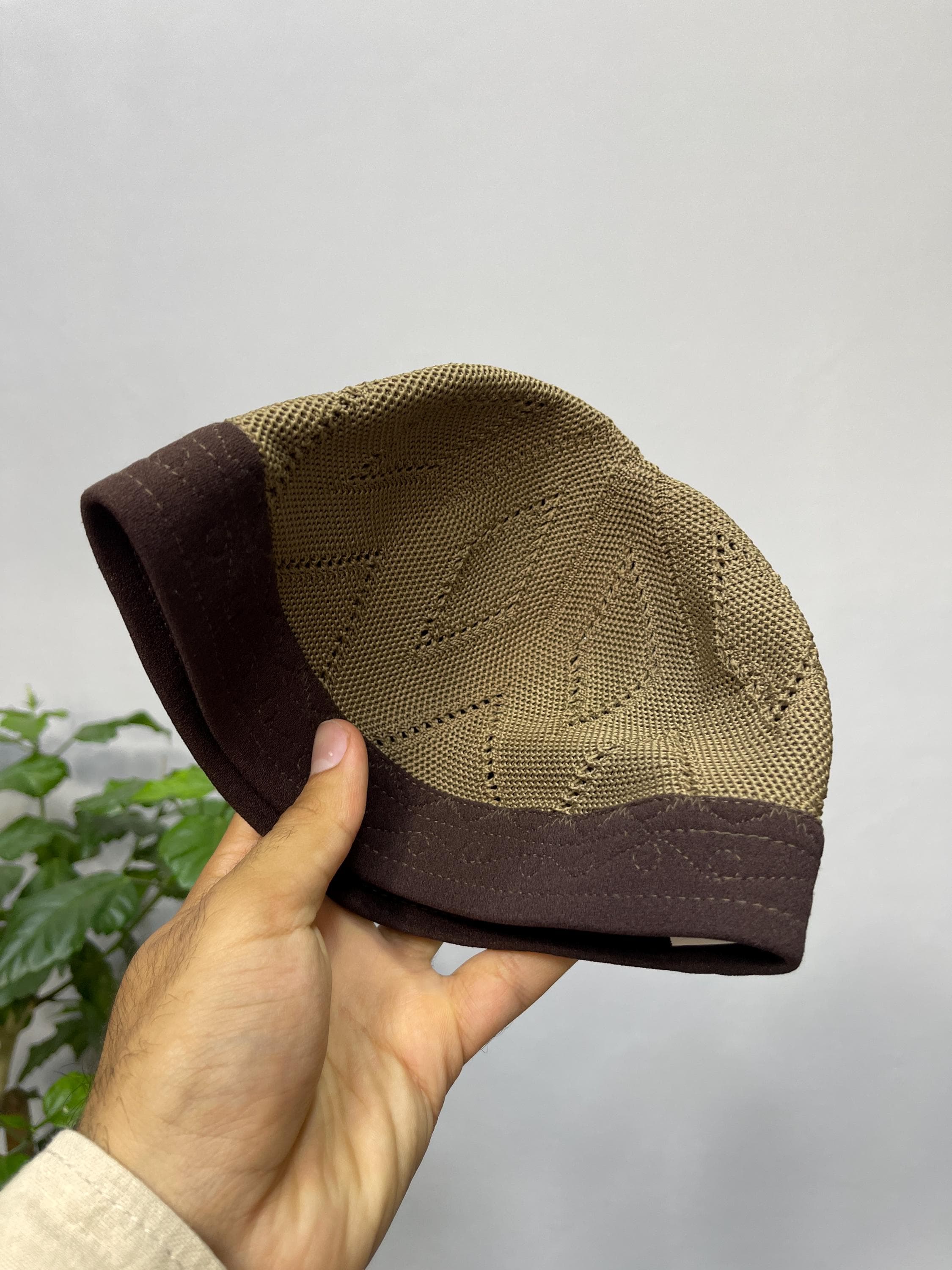 TIGHT Knit Light BROWN EGYPT Kufi Premium Quality Soft Kufi With Border Knit Judi/Kufi Hat Muslim Men - Islamic Gift for Him,Ramadan Gift - image 5