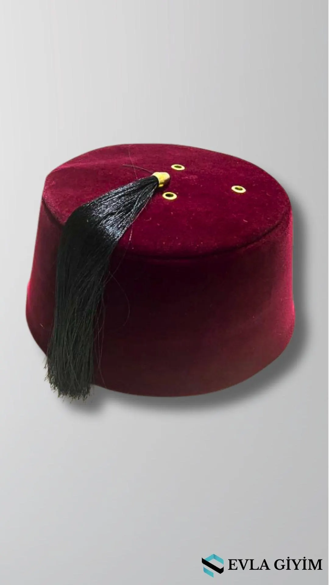 Ottoman Red Fes Hat, Turkish Tarboush with Black Tassel - image 4