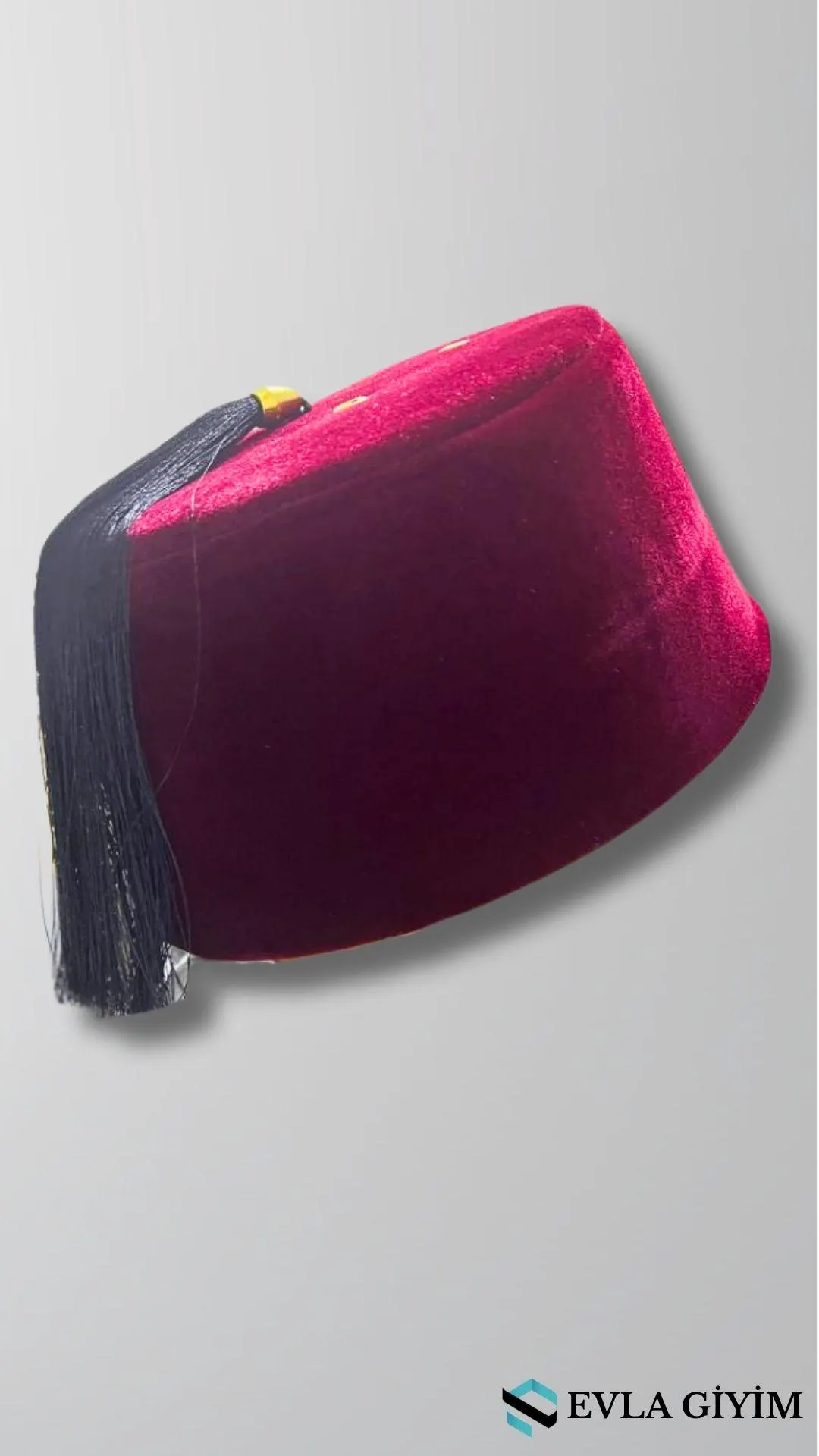 Ottoman Red Fes Hat, Turkish Tarboush with Black Tassel - image 2