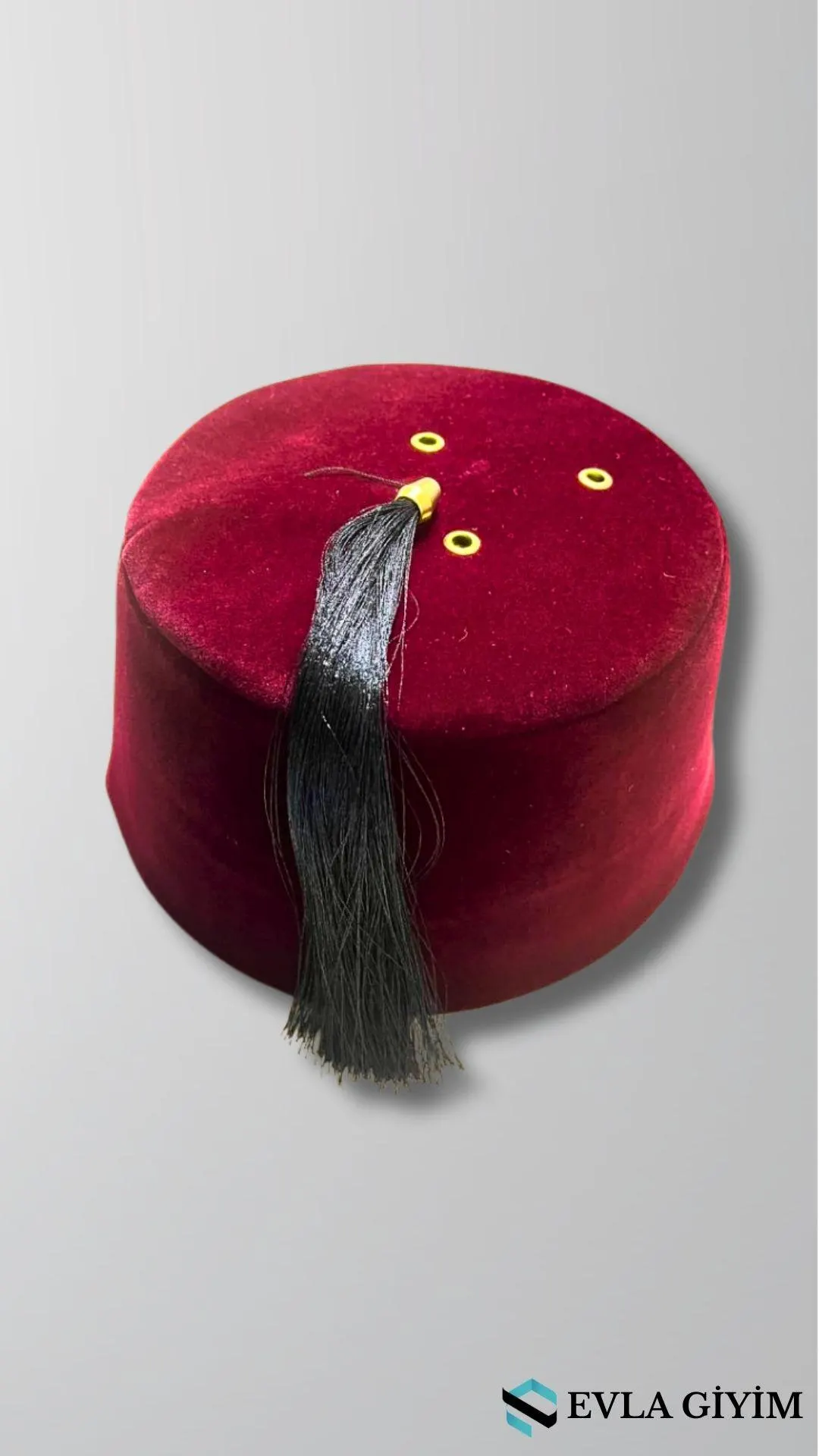 Ottoman Red Fes Hat, Turkish Tarboush with Black Tassel