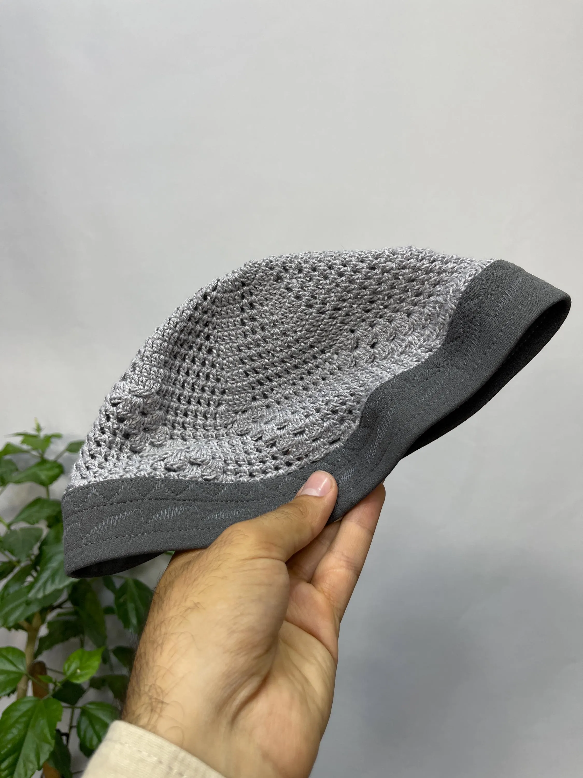 HAND GRAY EGYPT Kufi Premium Quality Soft Kufi With Border Knit Judi/Kufi Hat Muslim Men - Islamic Gift for Him,Ramadan Gift,Eid Gift - image 2