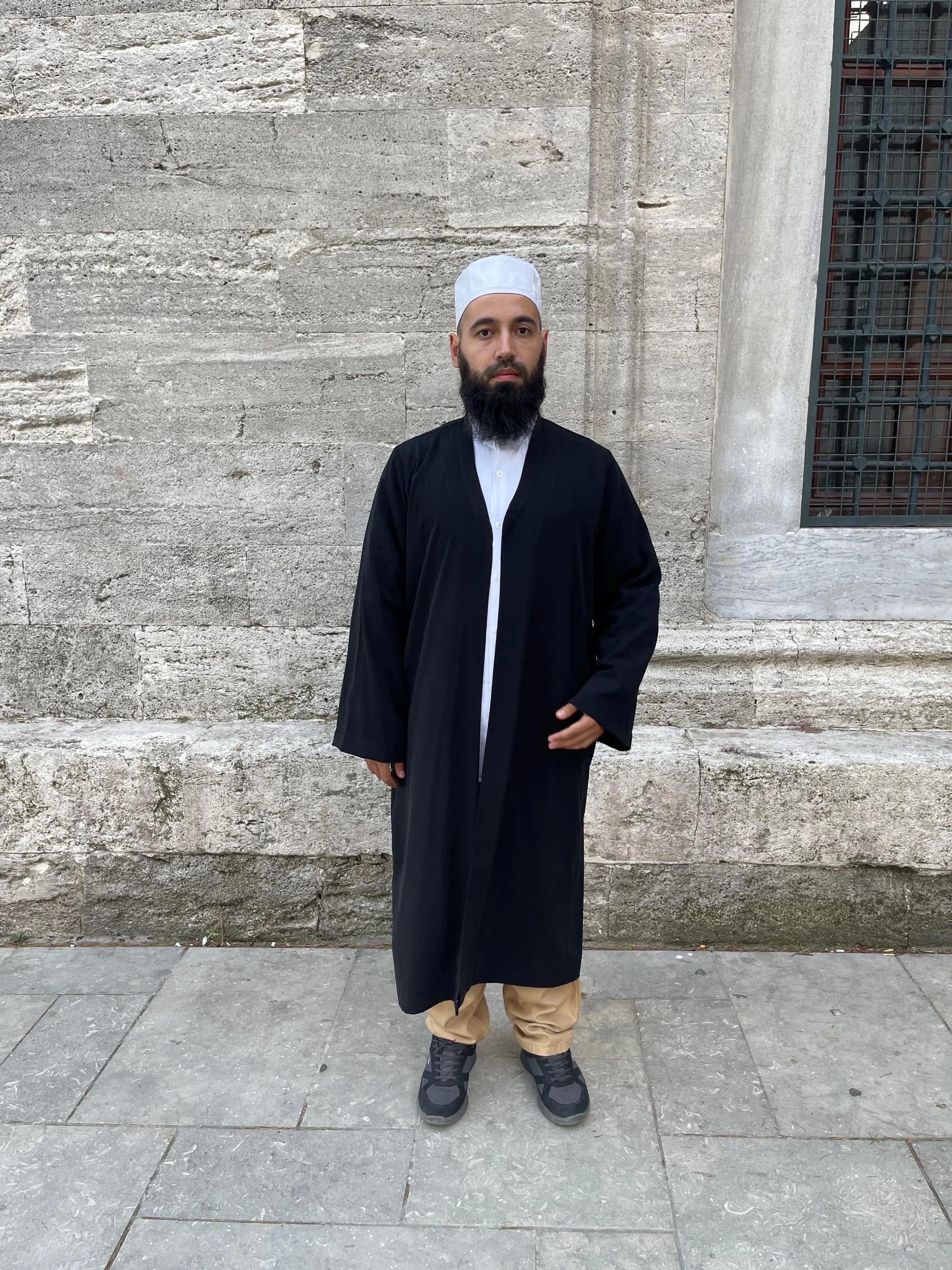 Premium Muslim Black Prayer Jubbah for Men, Turkish Islamic Robe, Soft Modest Thobe, Mosque Prayer Outfit, Eid Gift for Him