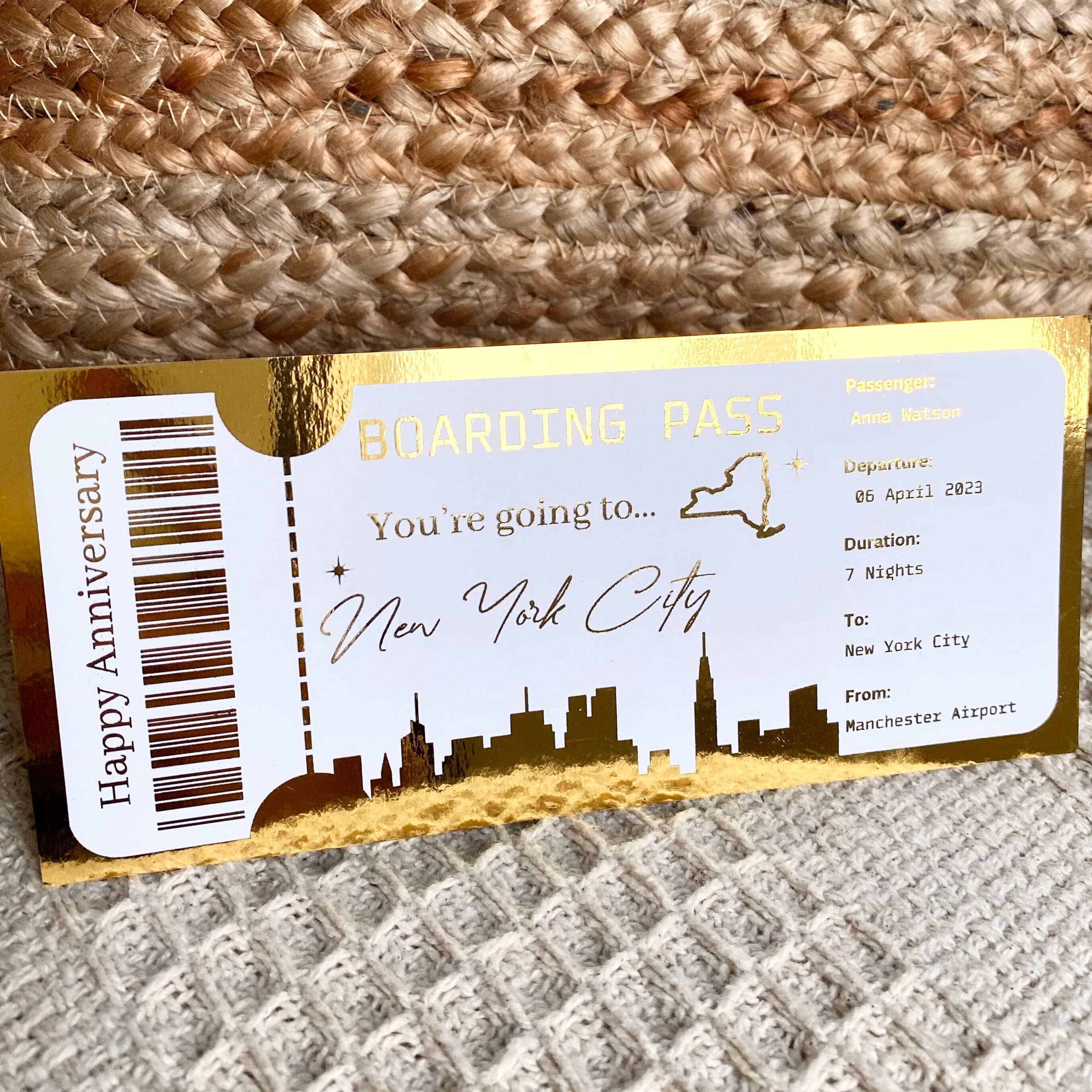 Personalized Holiday Golden Foil Boarding Pass: Surprise Trip Ticket - image 4