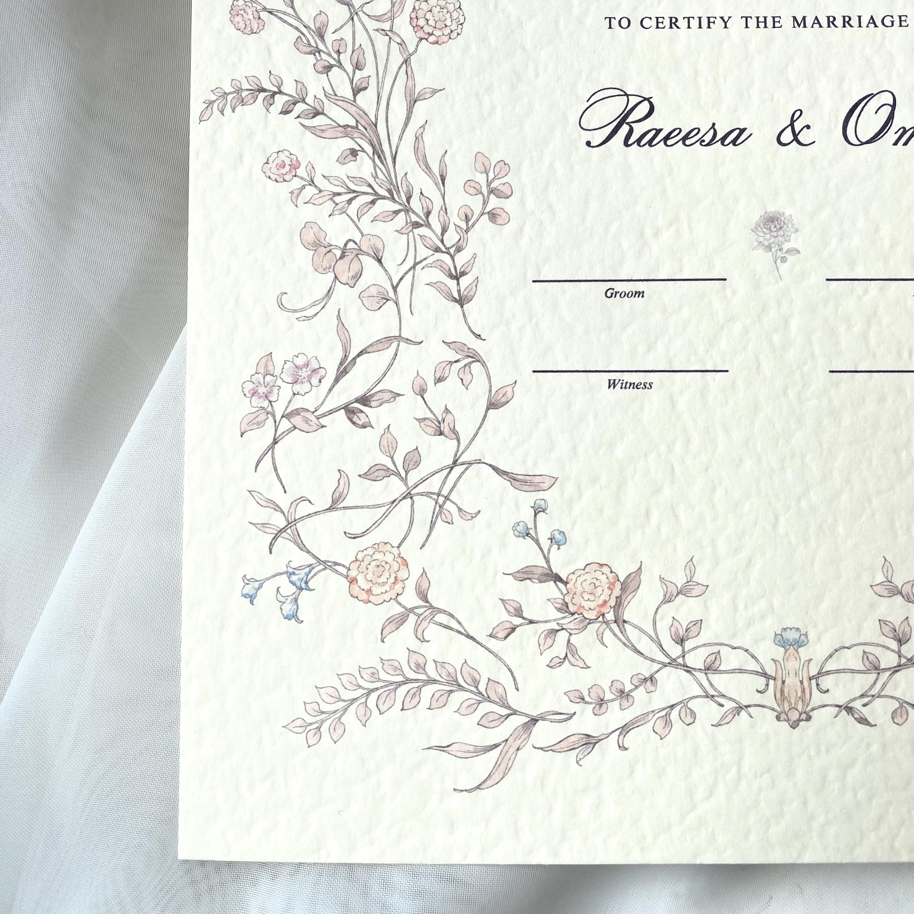 Elegant Islamic Nikkah Certificate | Floral Arabic Marriage Certificate | Personalized Muslim Wedding Nikah Printable | Quran Verse - image 5