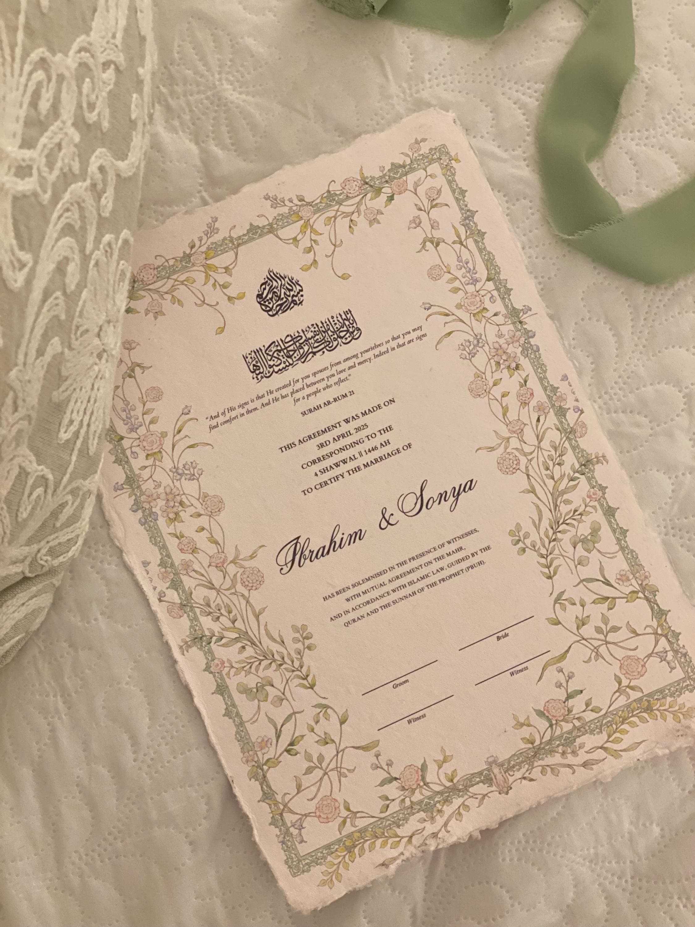 Pastel Floral Nikkah Certificate: Modern Muslim Marriage Contract - image 5