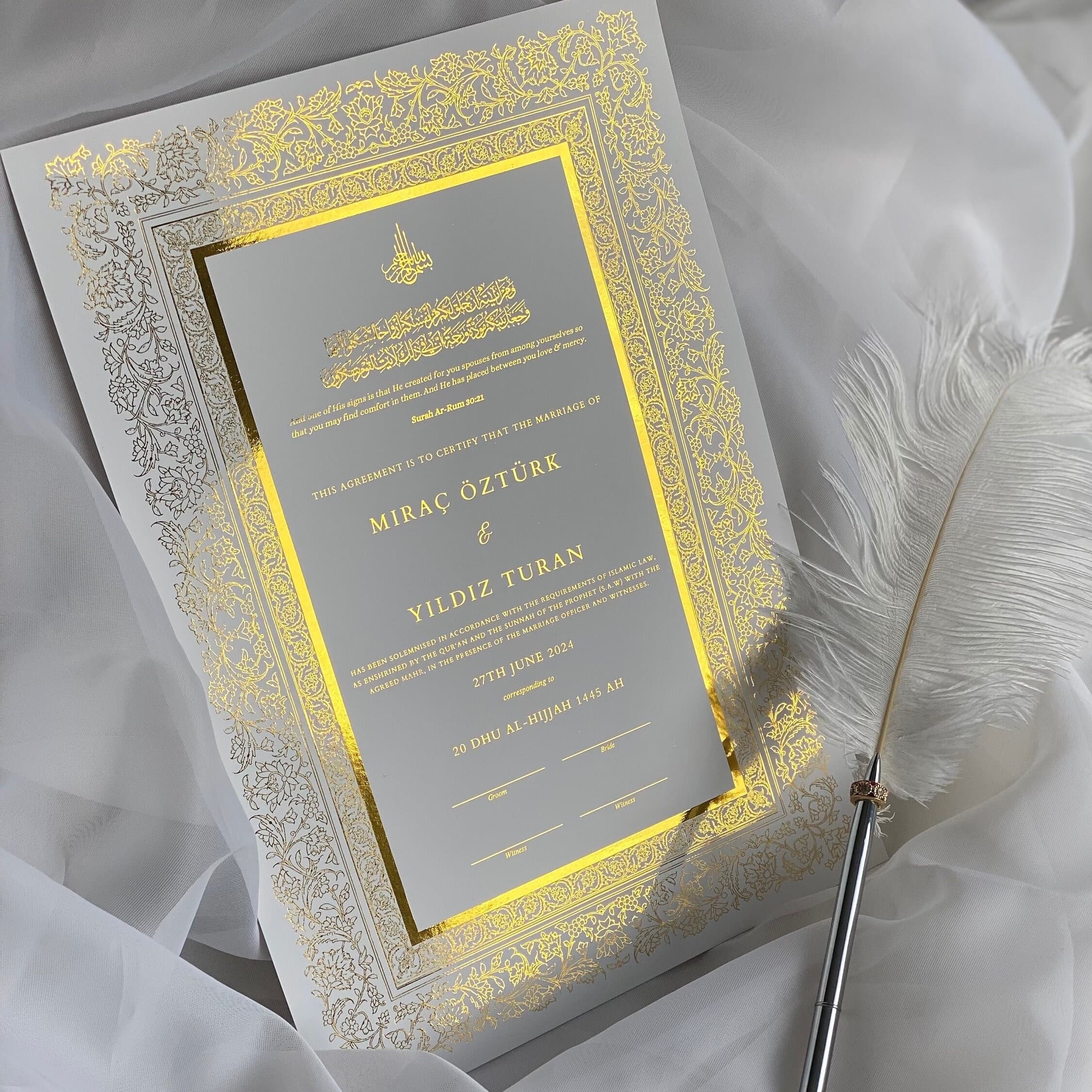 Foiled Nikkah Certificate: Personalized Muslim Marriage Keepsake (A4) - image 4