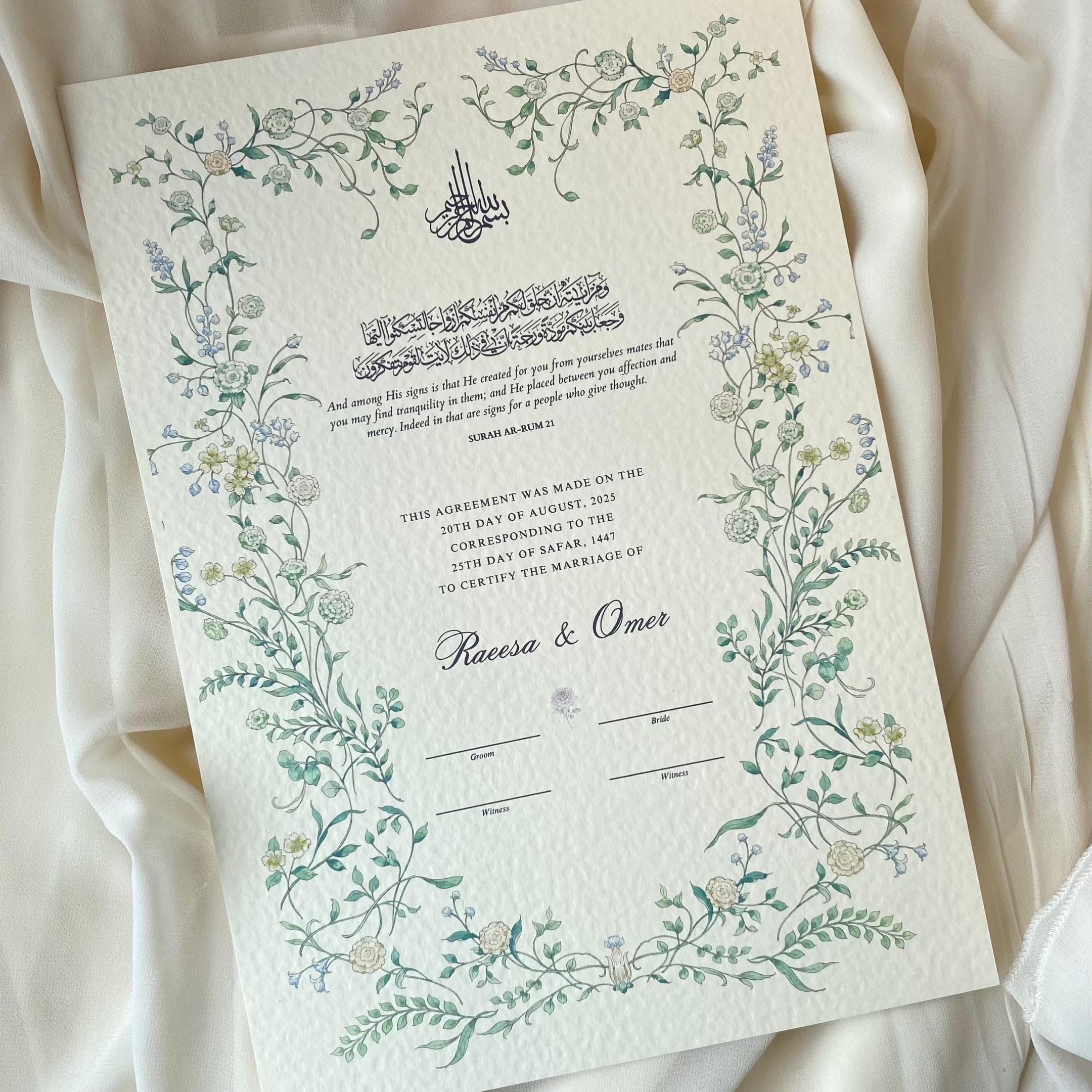 Personalized Hammered Nikkah Certificate: Muslim Marriage Keepsake (A3/A4 Size Options Available) - image 5