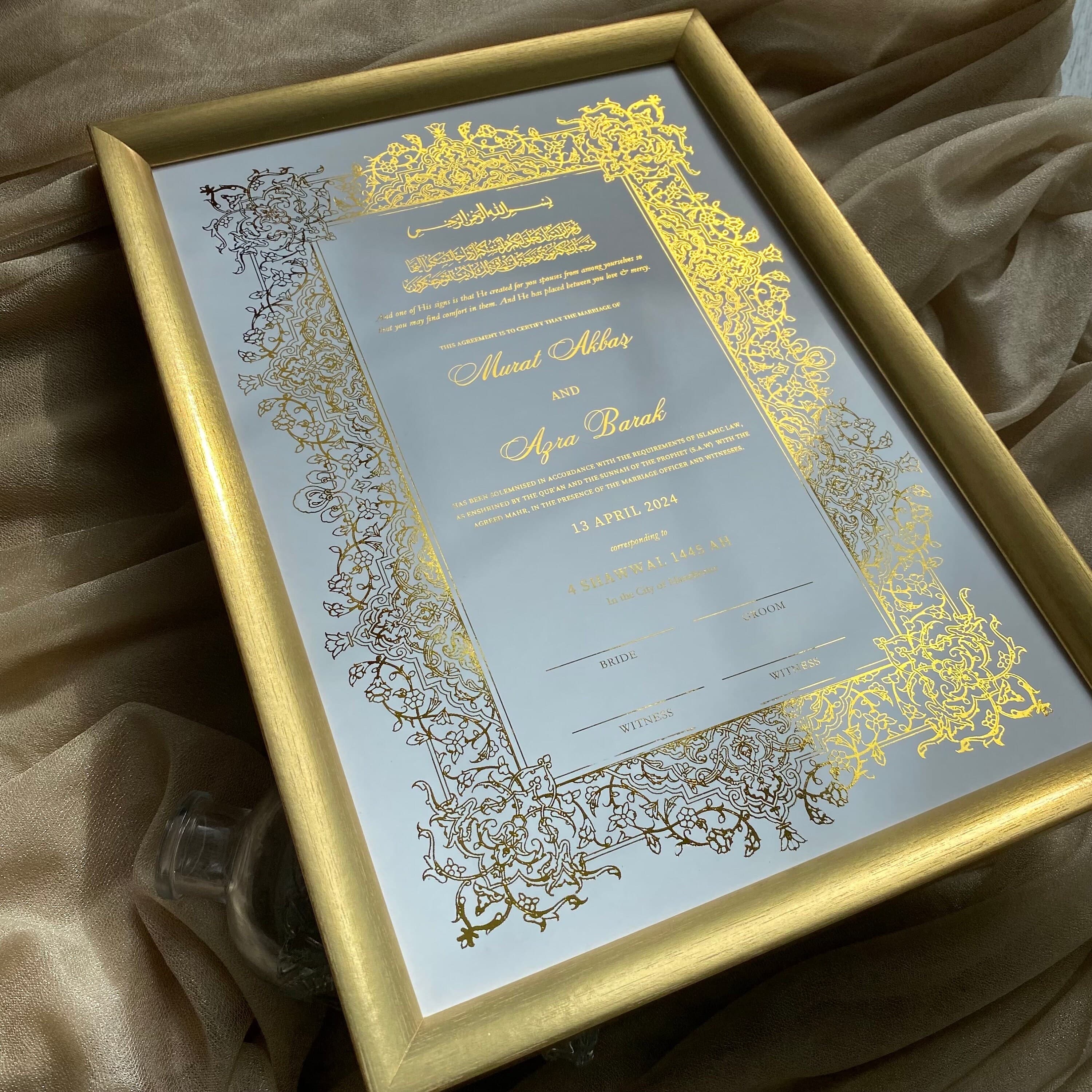 Foiled Nikkah Certificate: Personalized Islamic Wedding Contract Gift - image 5