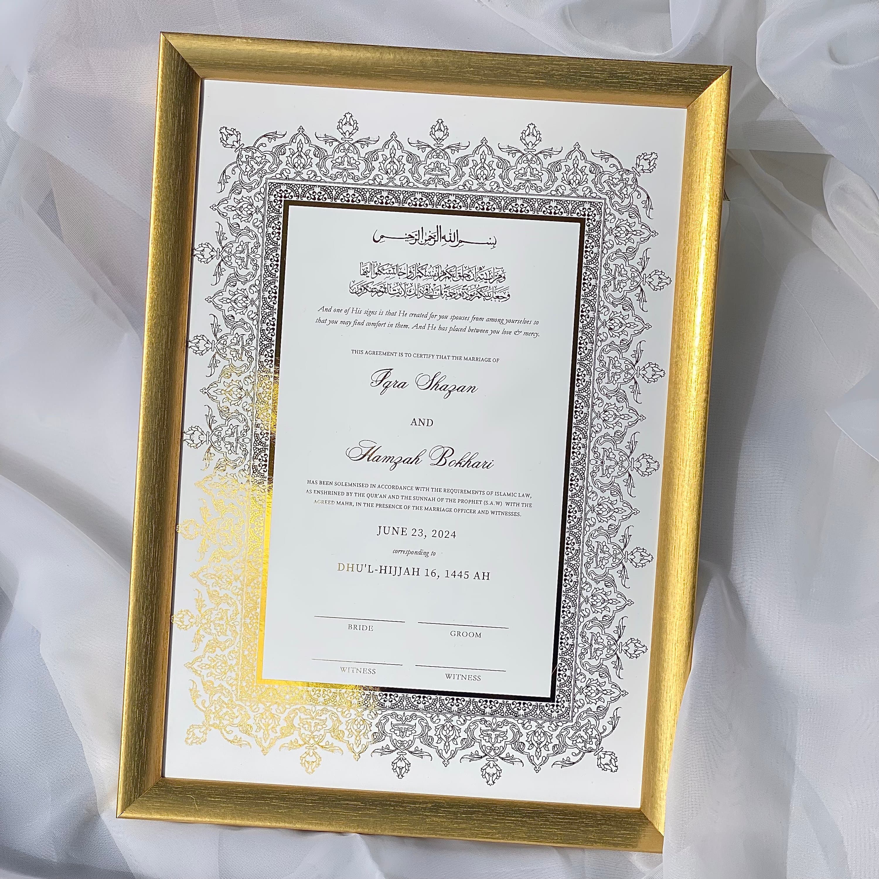 Luxury Foiled Nikkah Certificate: Personalized Muslim Marriage Keepsake - image 3