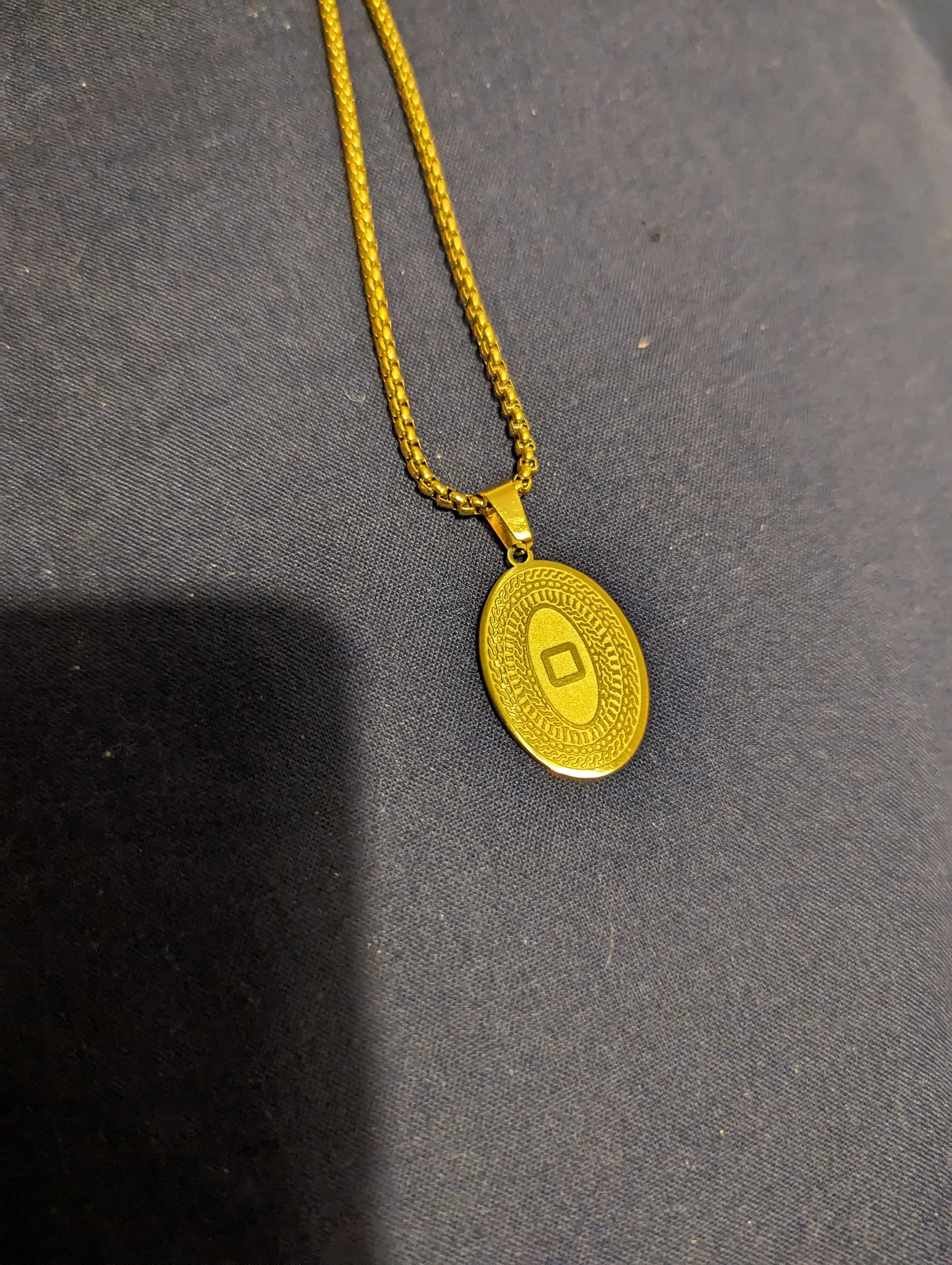 Dainty oval coin gold necklace , stainless steel medallion, pendant,birthday , gift - image 3