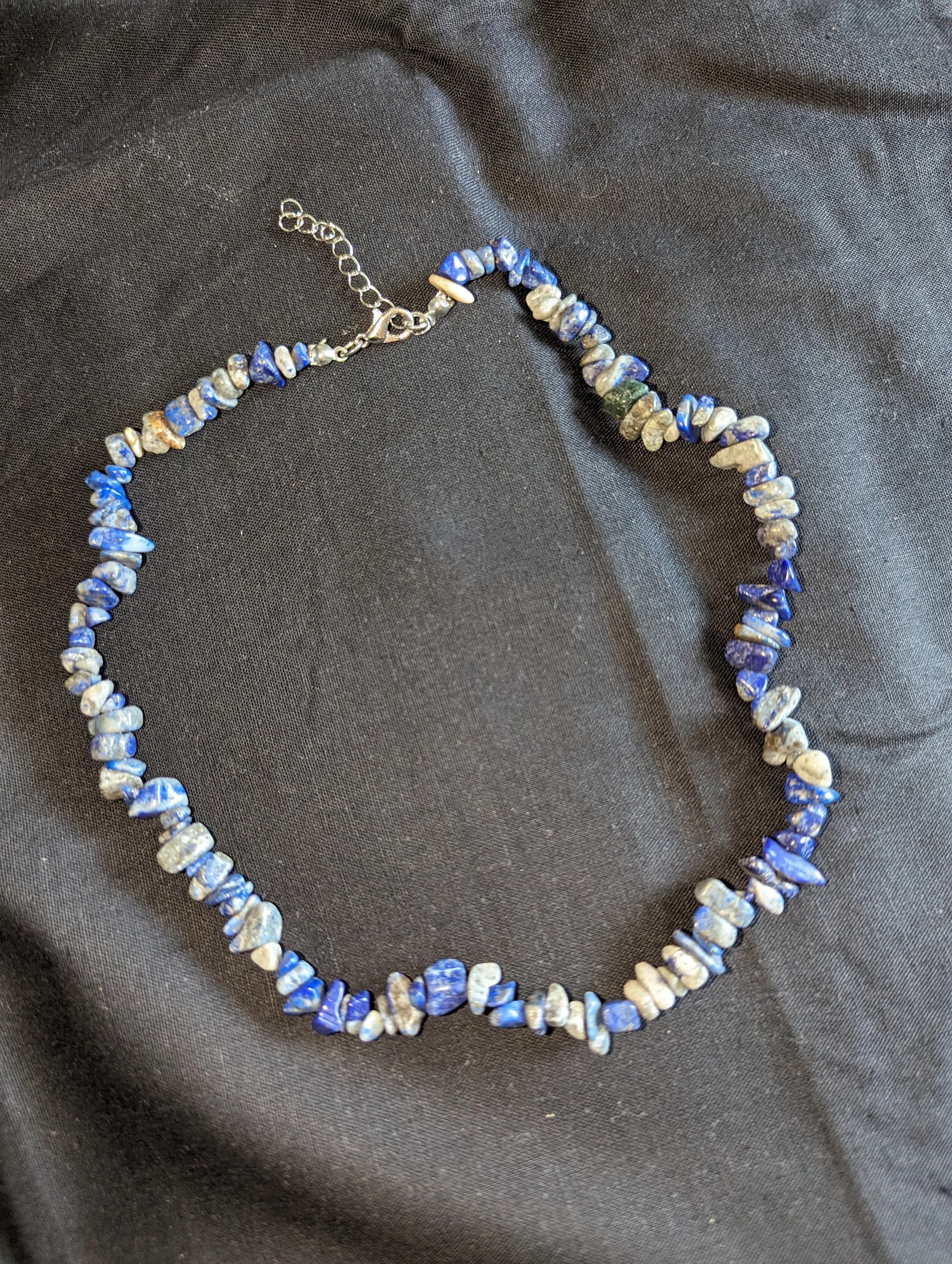Lapis lazuli natural gem stone Bohemian necklace - image 3